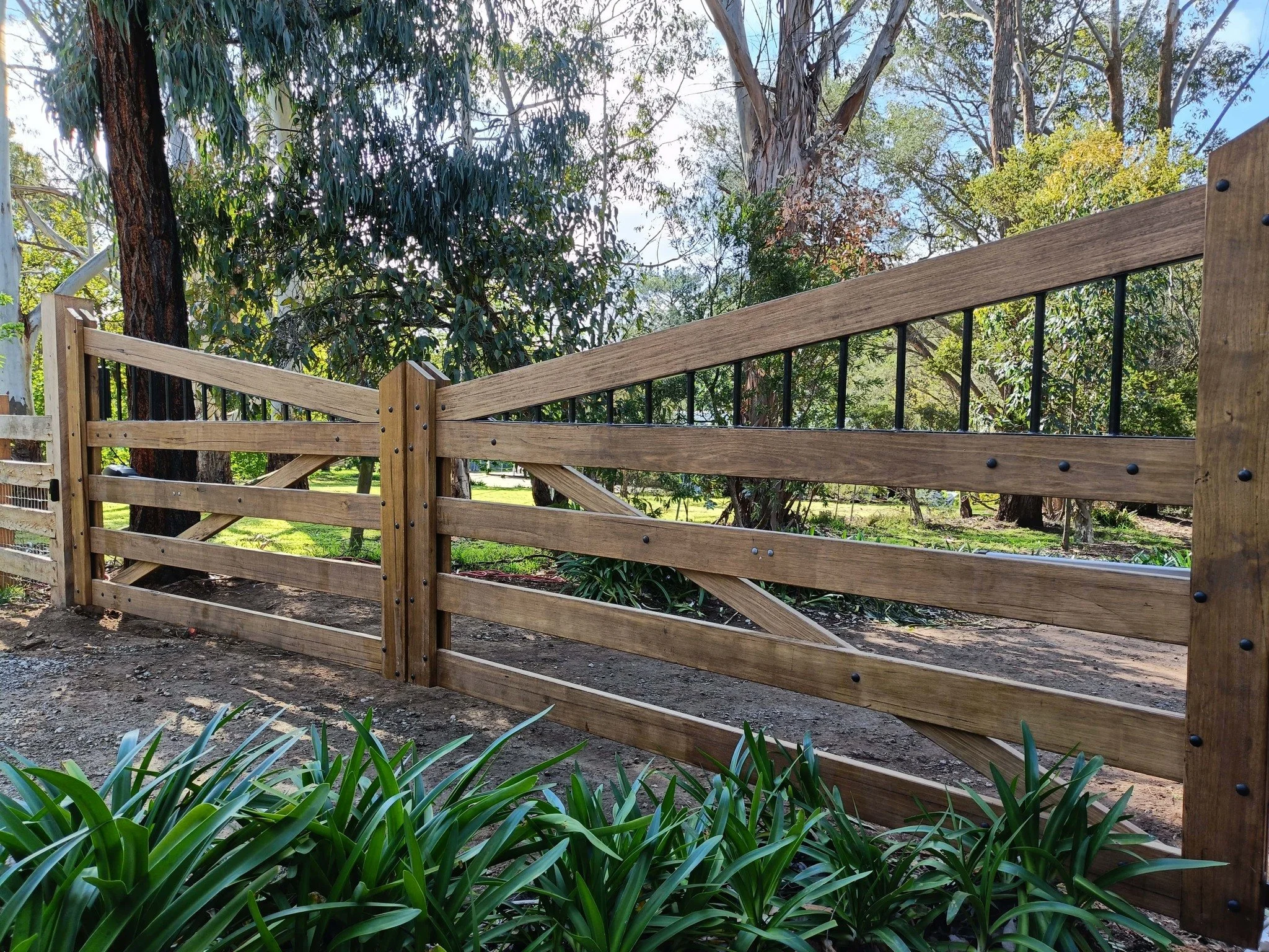 A stunning set of our Blackstead timber gates, recently installed in Tyabb. ✨
Installed on the existing posts, they bring warmth and style to the fencing. Finished with two coats of our premium Light Oak coating and detailed with black bolts, hardwa