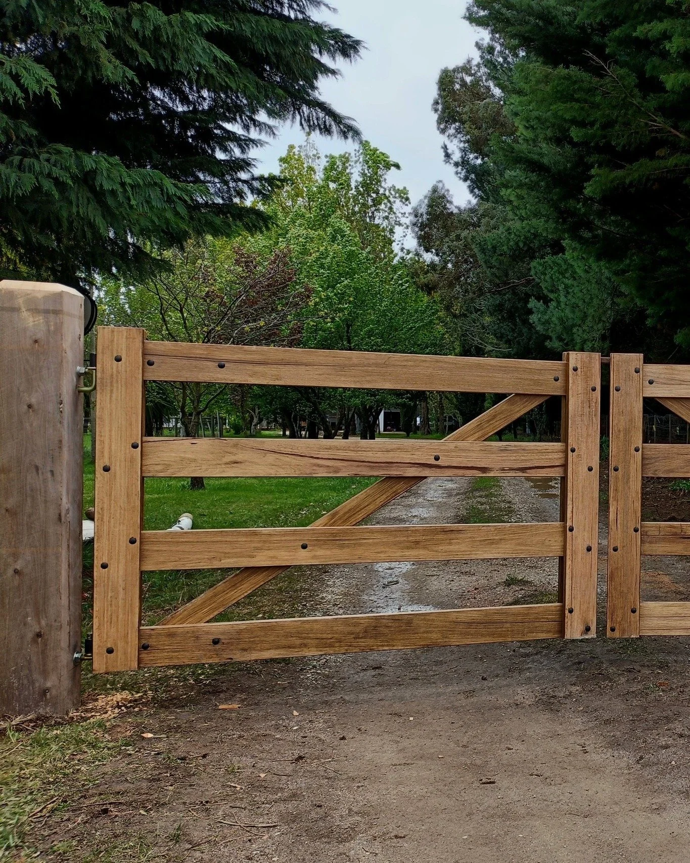 A smart new entrance for this Woodend North property ✨

These gates feature our premium finish coating, black hardware, and are mounted on sustainable 200x200 white cypress posts. The mix of natural timber and sleek black accents creates a striking c