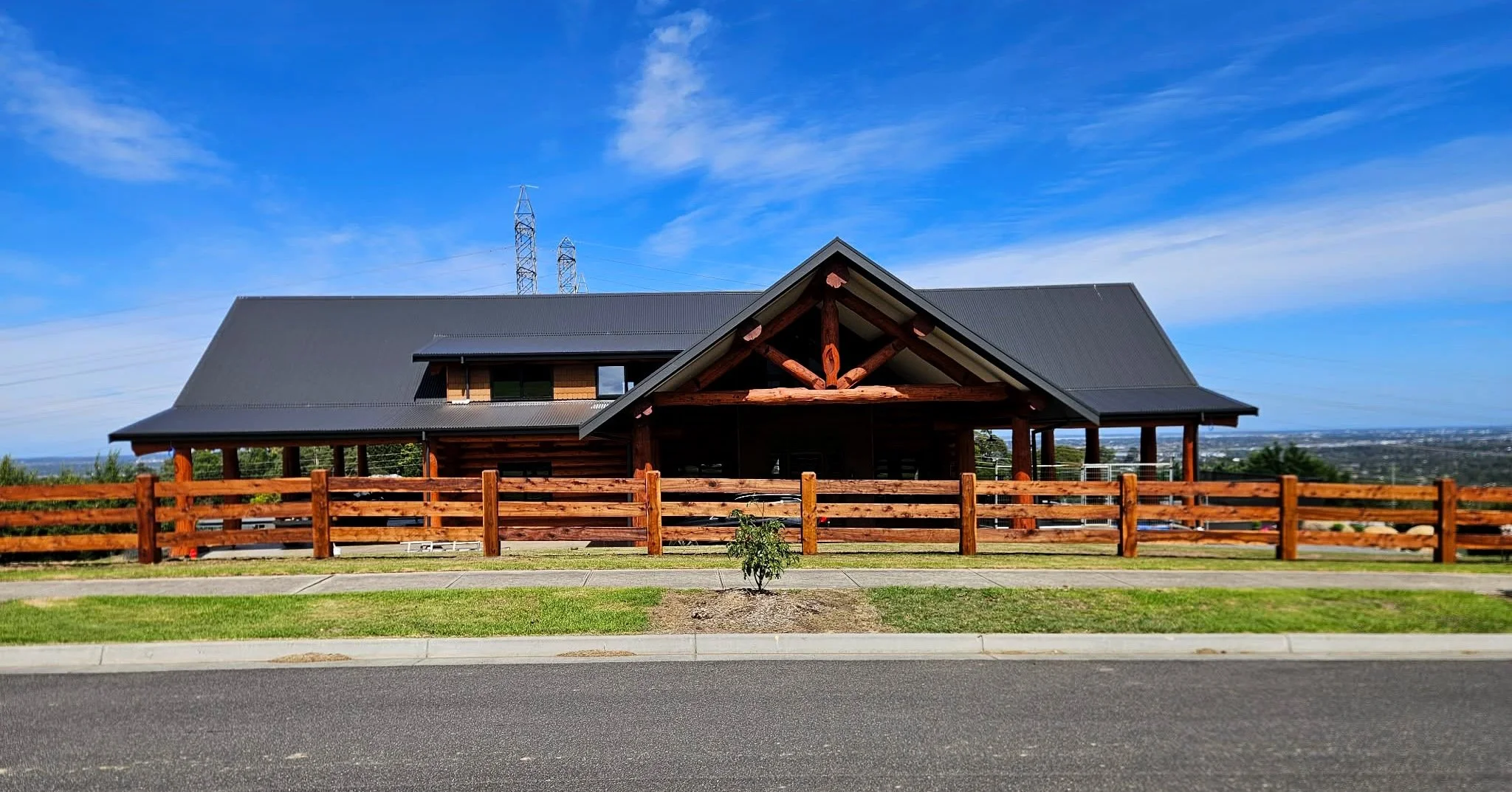 Bold post &amp; rail fence completed in Harkaway, built to complement the customer's property.

All posts 200x200 cypress and 3x 200x50 rails in each bay. Bitumen was applied to the posts for long-term in-ground protection.

Post and rail is also ava