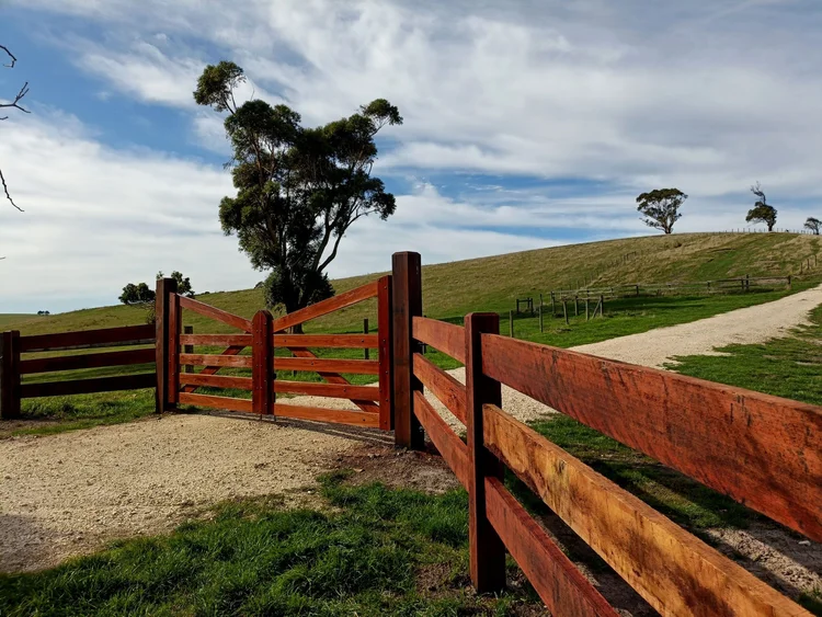 Ironbark gates and post and rail fencing at Mount Eccles