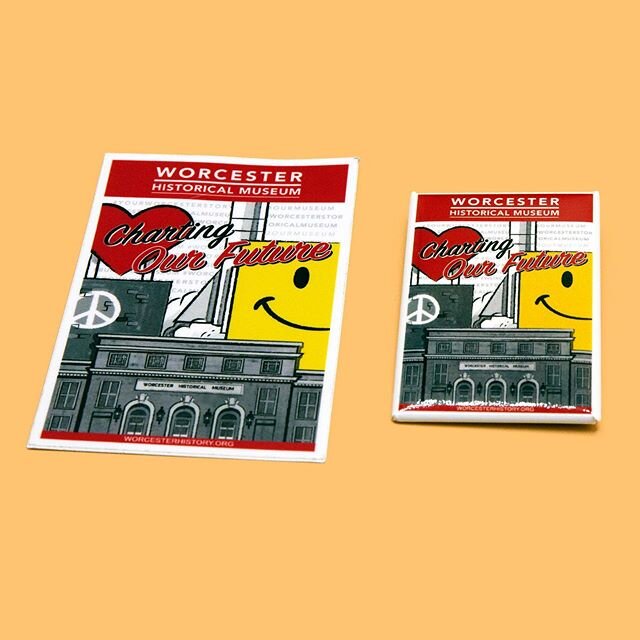 These are from a fun branding package we worked on with the @worcesterhistoricalmuseum. We firmly believe things are cooler as a sticker. Illustration by @scouming.