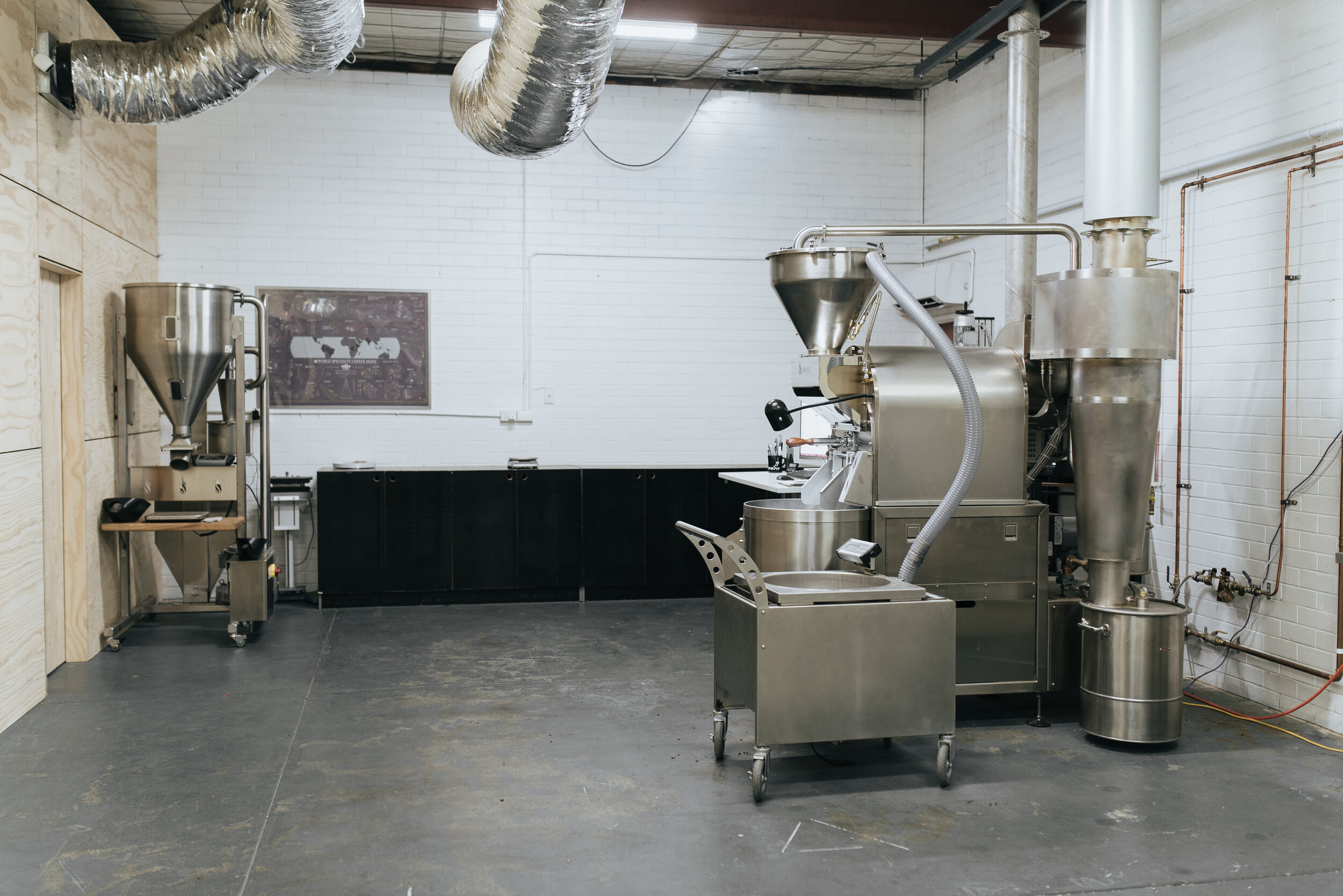 Modus’s shared roasting space. A blank canvas for aspiring coffee roasters.