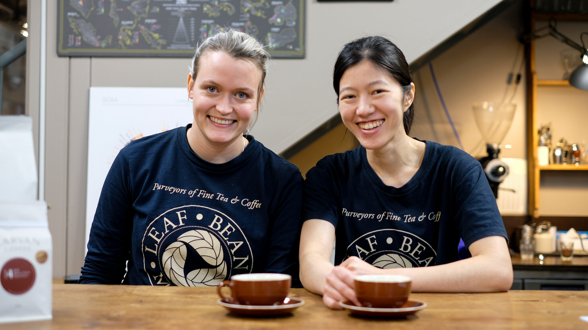 Co head roasters left to right Marte from Norway and Savannah from Taiwan
