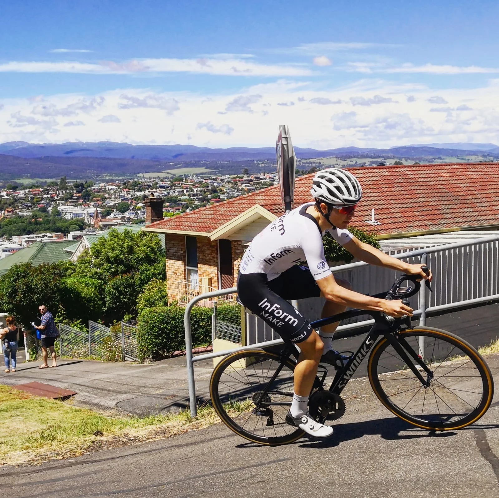 Carter Turnbull approaching the finish line.