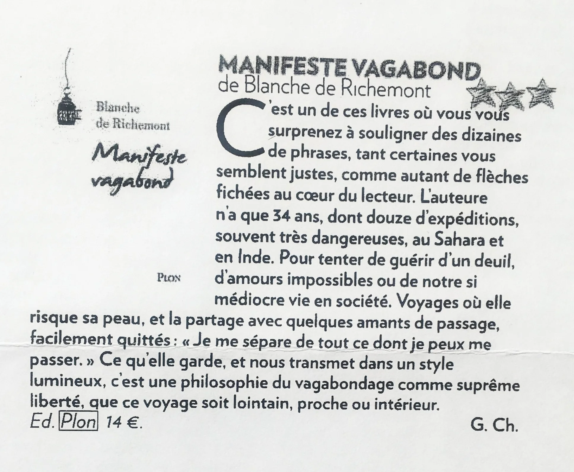 Manifeste Vagabond. Marie Claire. Juin 2012