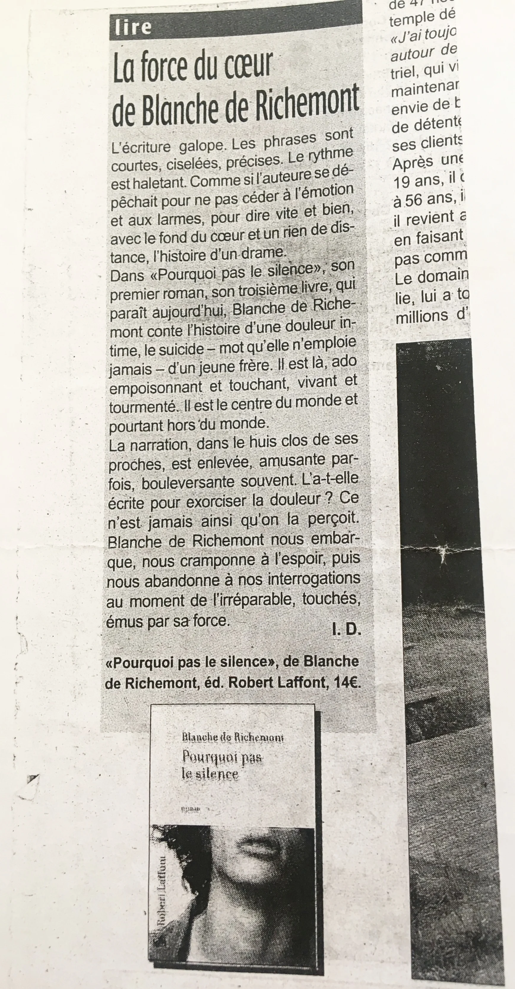 Pourquoi pas le silence. Charente libre. Aout 2008