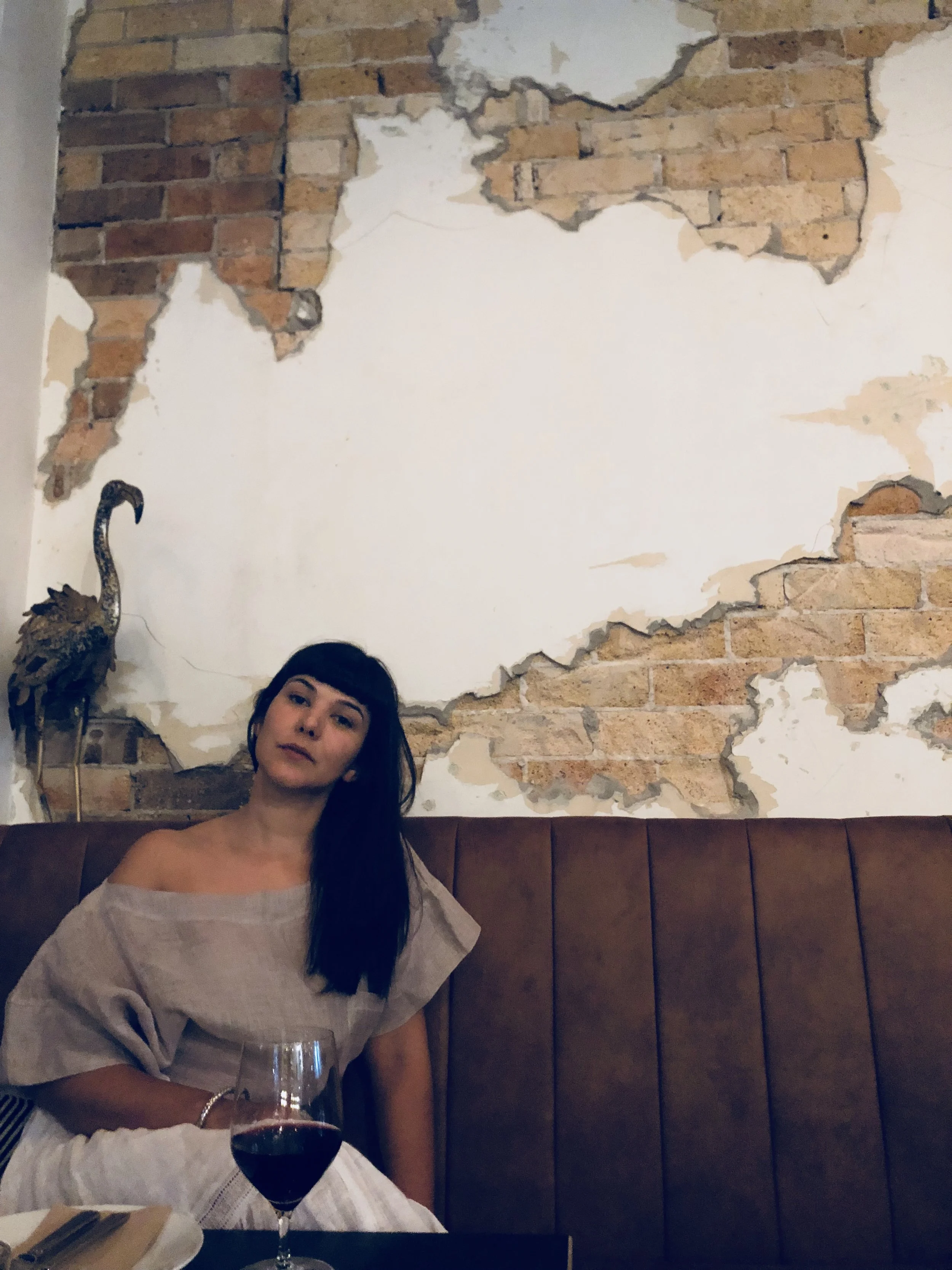 Mafalda wearing the new season Ukiyo Co linen top at Rhondas bar and restaurant Terrigal