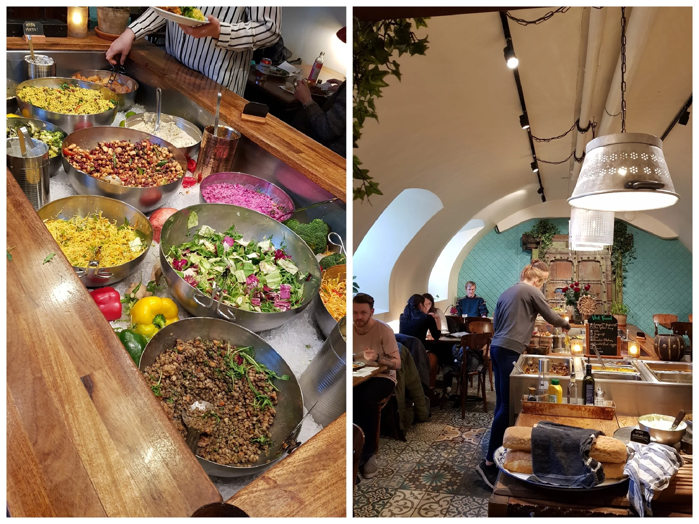 Skämt åsido, på alla hjärtans släpade en av oss med pojkvännen till Hermans trädgårdscafe (-det andra paret åt på donken, haha) och blev fantastiskt gott omhändertagen. De erbjuder god och vällagad växtbaserad mat och har personal som är både kunnig och trevlig! Restaurangen ligger på Fjällgatan med en fantastisk utsikt över Stockholm! Lokalen är så mysig och läget/utsikten är ju to die for (!!). För 135 spänn får du lunchbuffé, kaffe/te, utsikt och garanterad matkoma. De erbjuder rätt klassisk veganmat utan några större överraskningar, men smakerna kommer fram så himla fint och alla färger är ju en fröjd för ögat! De har dessutom ett fint utbud av veganska bakverk som helt klart rättfärdigar ett besök endast i fikasyfte! Vi avnjöt en varsin buffetallrik (-eller snarare tre) och delade sedan på en saffransmazarin som slank ner trots att vi ätit tills vi var helt proppmätta. Vi rekommenderar varmt det här stället för er stockholmare eller till dig som är på besök! Länk till restaurangens hemsida här!