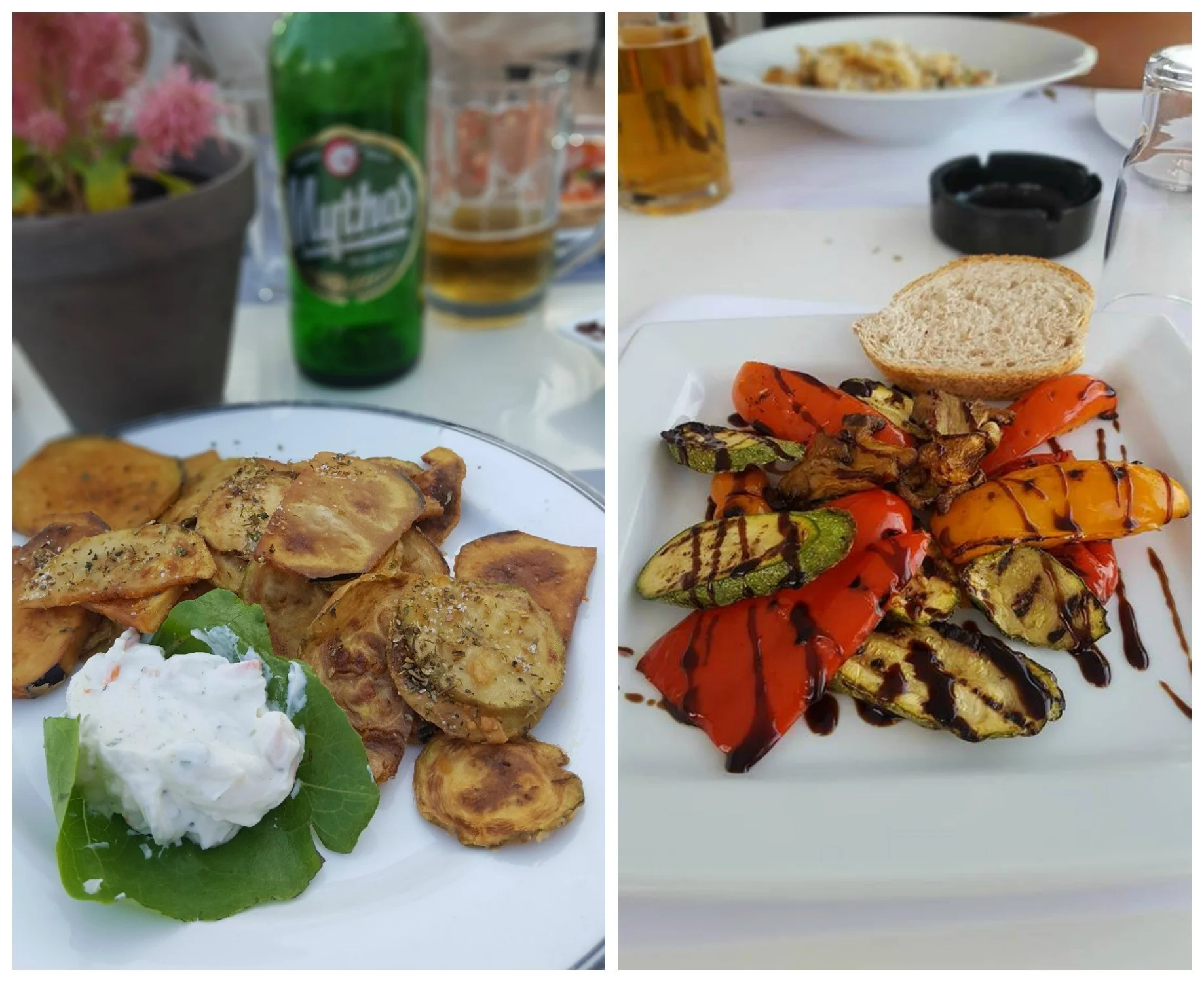 Mer friterad auberginer (med ovegansk tzatziki som pojkvännerna fick sno) och än mer grillade grönsaker!