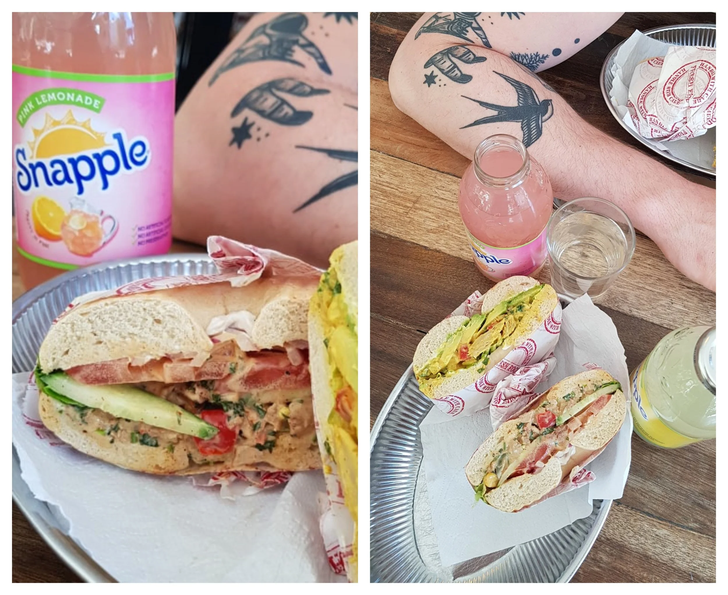 Två bagels med oumph: Spicy oumph och club oumph. 