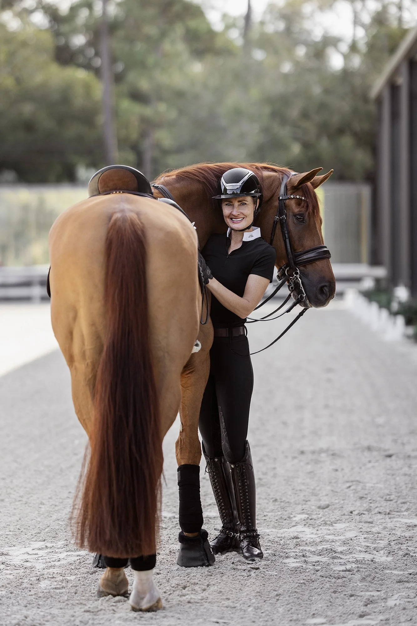 J.Klein Photos Wellington Florida Dressage Equine Photographer, offers Horse & Rider portraits, black background and action photos for Equestrians and businesses needing branding images. Marcus Fyffe Dressage with USA rider Claire Darnell.