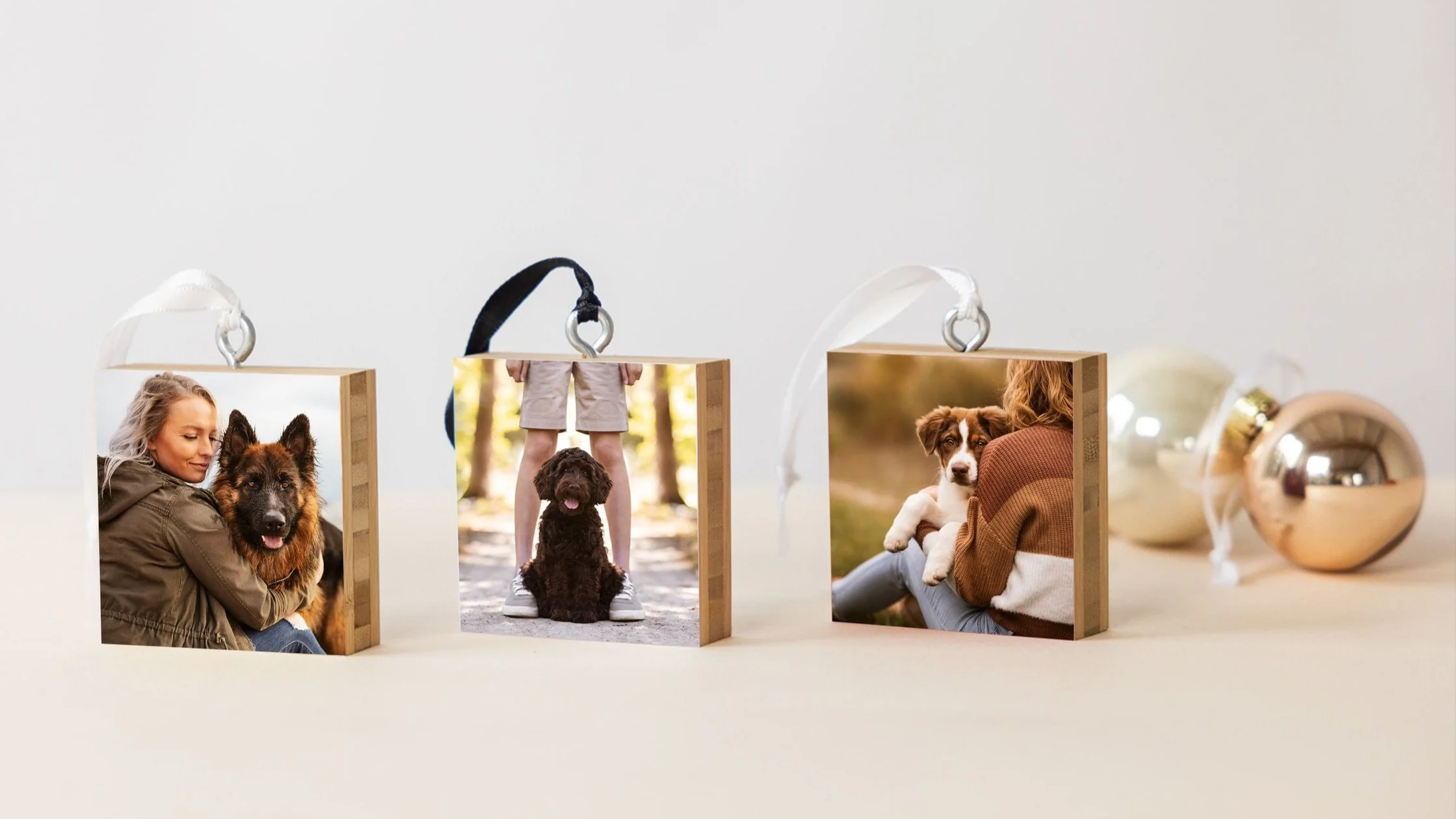 Canine Photoshoot Fine Art Christmas Ornaments with sustainable materials