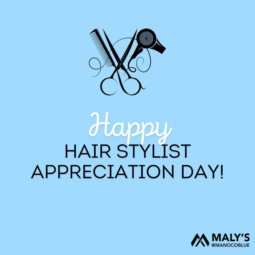 💙 Happy Hair Stylist Appreciation Day! 💙 We are thankful for you making the world a more beautiful place by spreading your kindness and creativity to the world. Cheers to you!