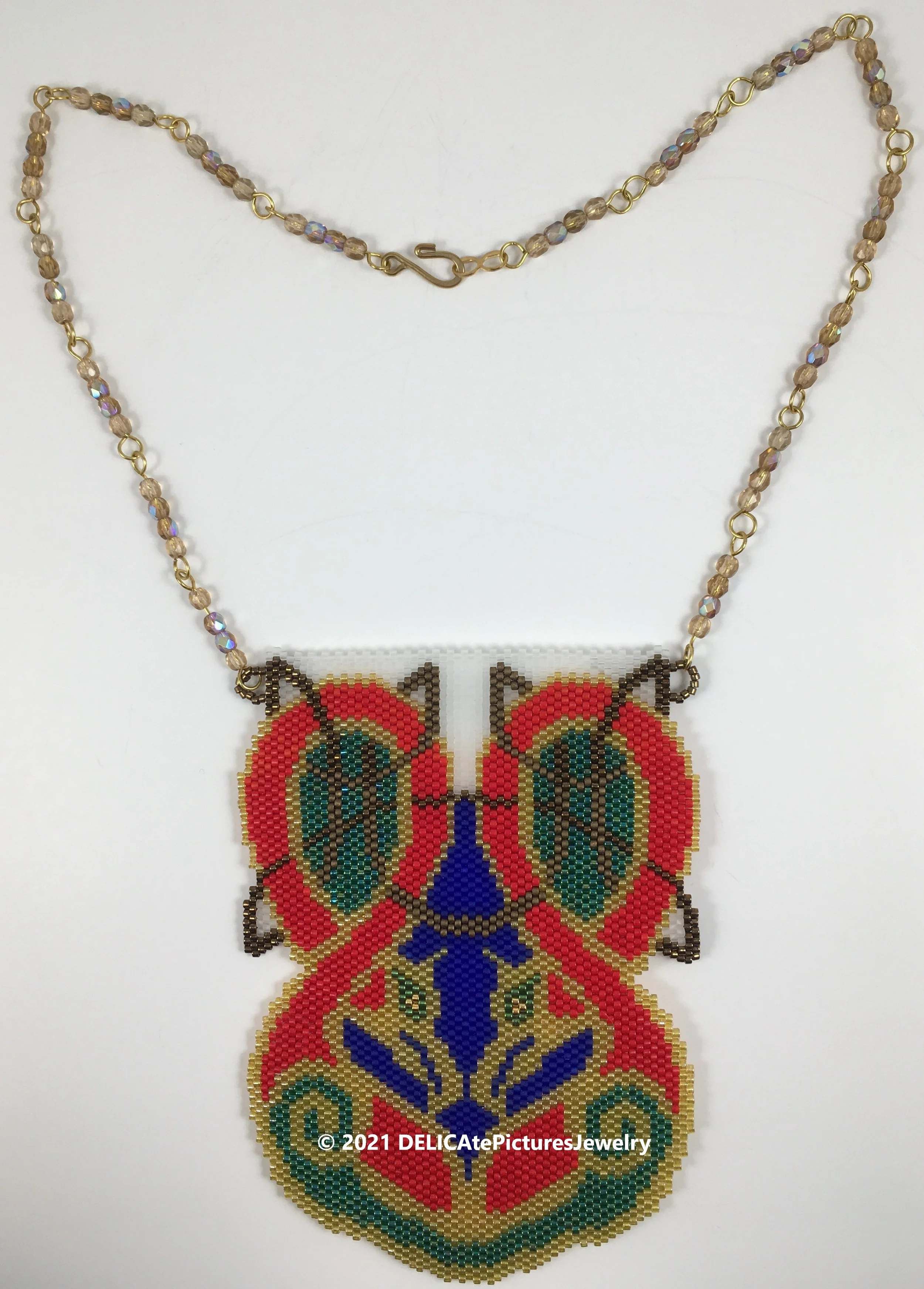 Red Double Dragon Birds Necklace