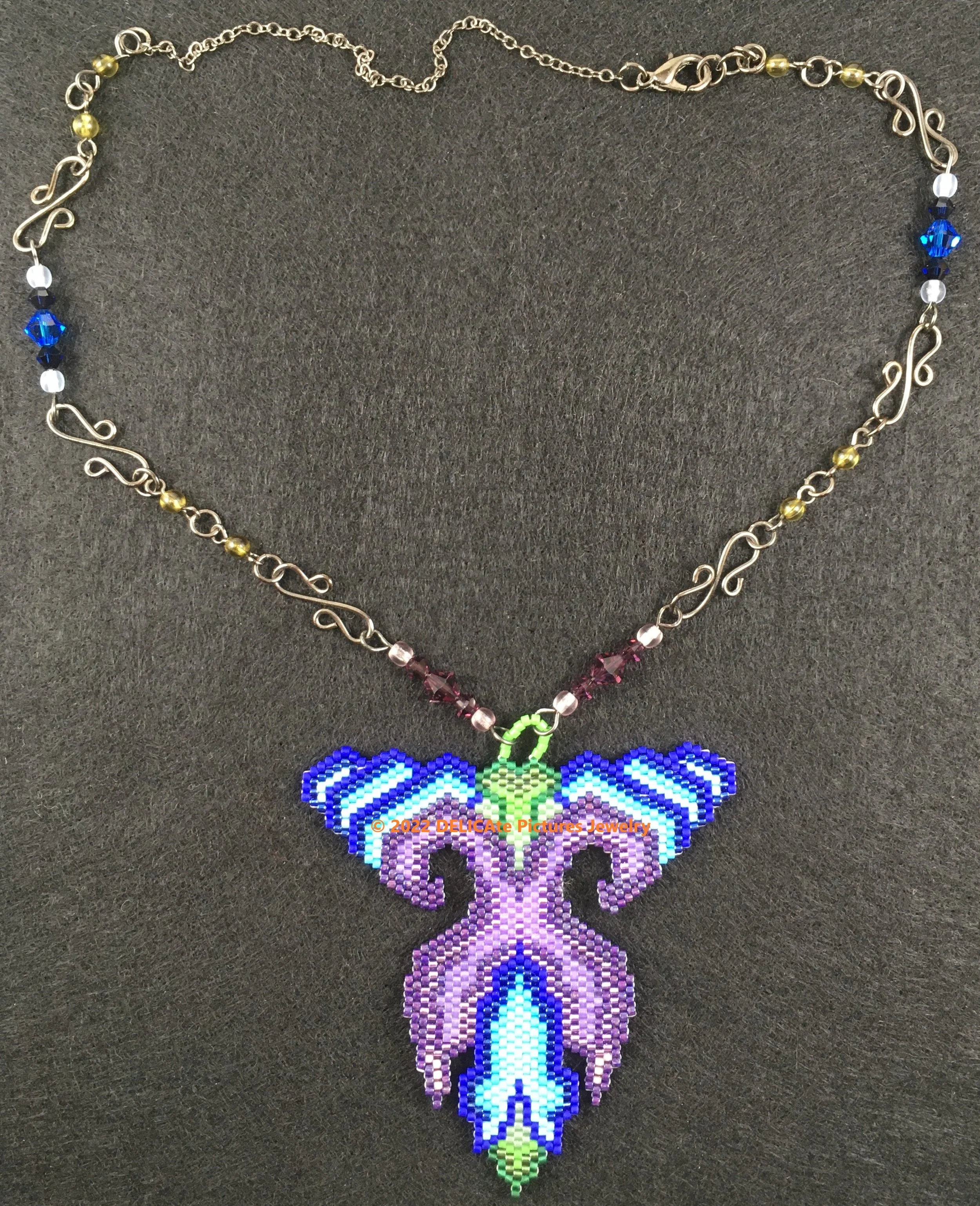 Abstract Purple Fuchsia Floral Necklace