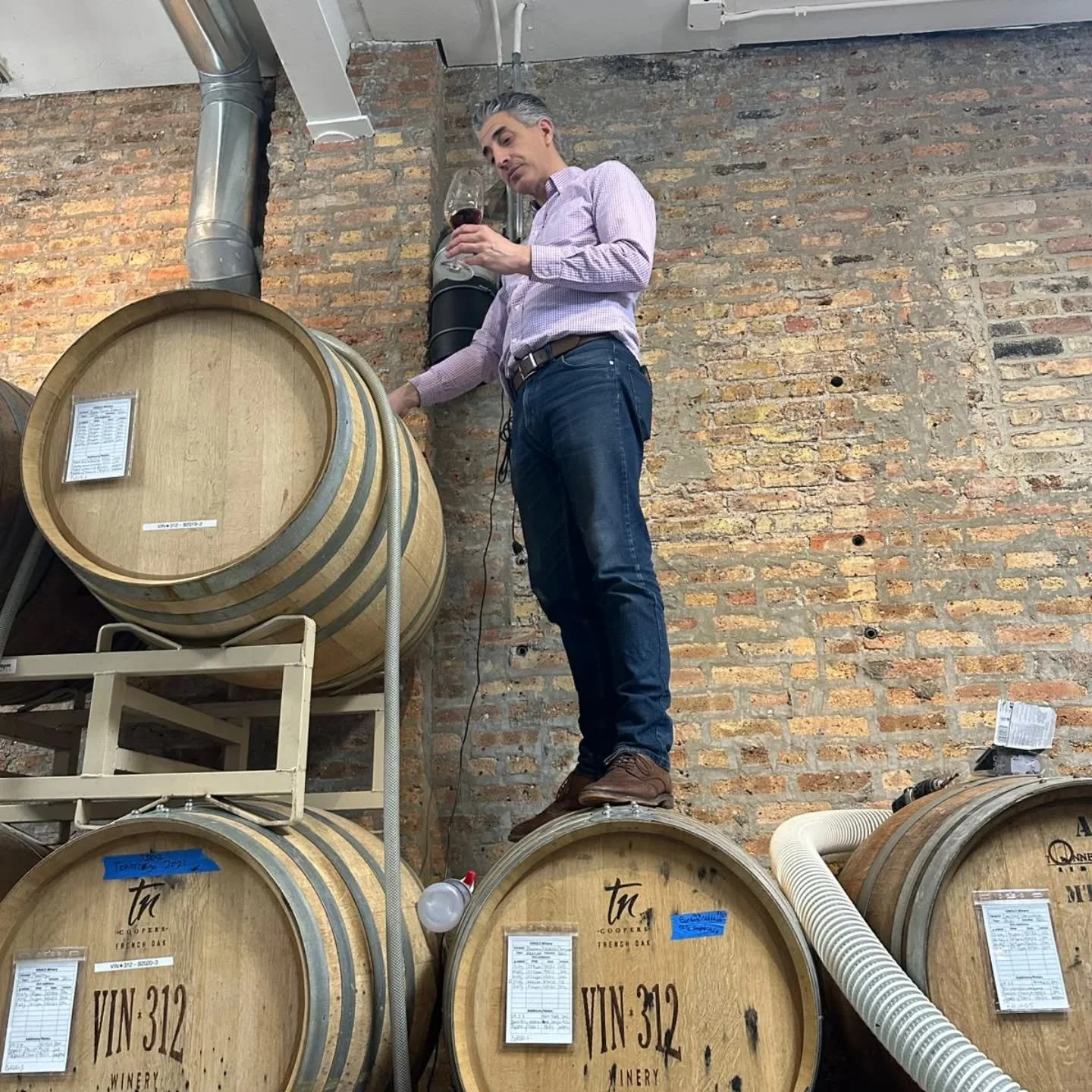 The winemaker tasting a little wine! 
Crafting the perfect wine takes time and patience. It's the passion that is given to guide this amazing mystical drink from grape to barrel, to bottle and ultimately to glass that we love to share!

#family #urba