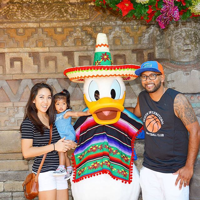 Samindra meets Donald Duck in Mexico. #epcot #brownbabies #asianbabygirl #samindrathihuyen #travelneverendsco #travelneverends