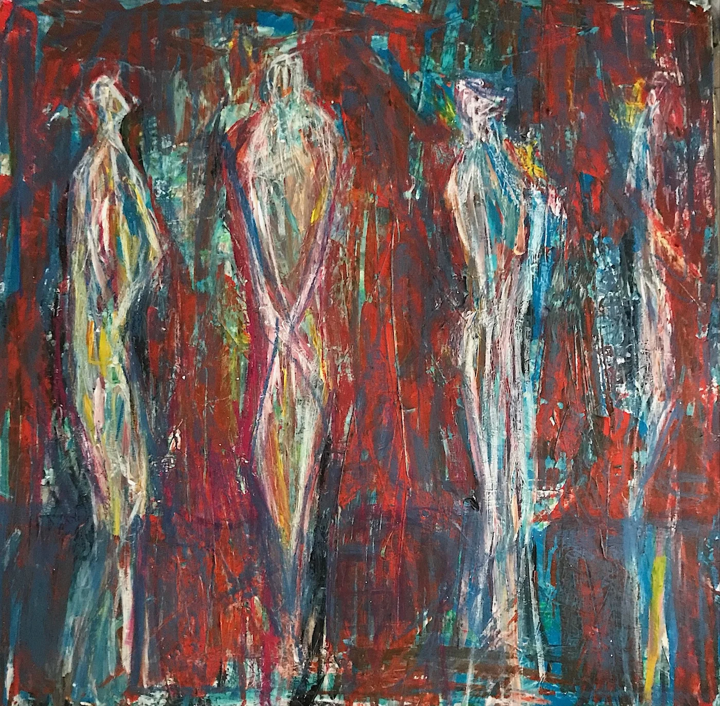 Layers of Ghosts, 40”x30”, acrylic and oil pastel on canvas, 2018