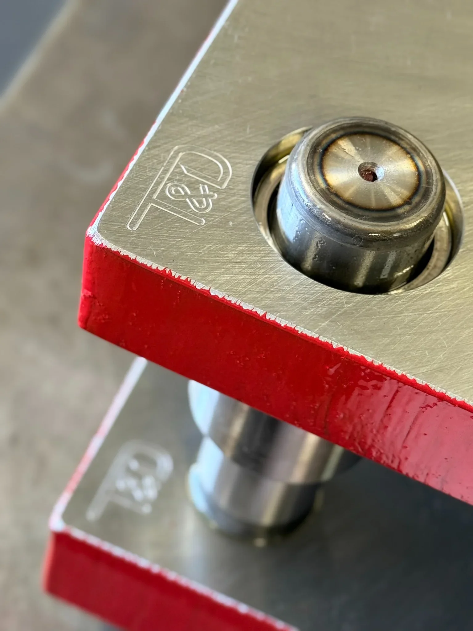 Close-up of a custom stamping die designed and manufactured by T&D Resources.