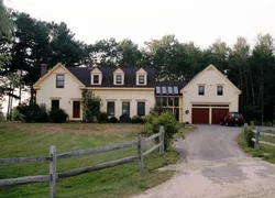 Private Residence Freeport, ME Custom built home 3800 sq ft. Part of the home was an historic 1850s cape located nearby on Beech Hill Road. Open air vaulted greenhouse with bonus room over the garage. Designed by Greg Shinberg.