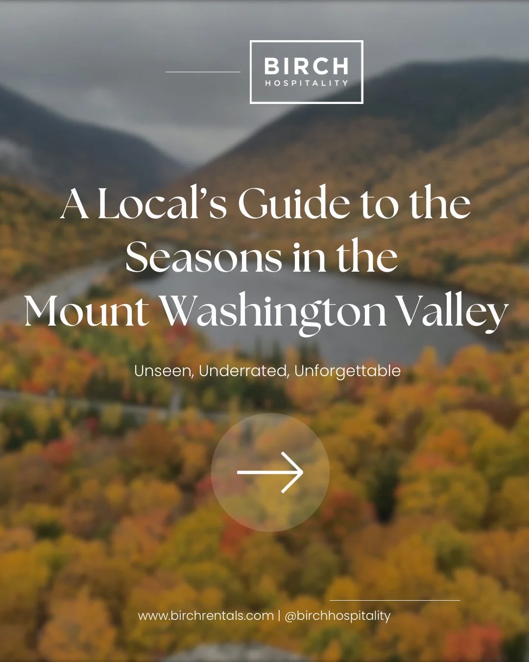 Your Guide to the Seasons in Mount Washington Valley 

No matter the time of year, the valley shows up differently &mdash; and beautifully.

❄️ Winter means fresh tracks at Cranmore and cozy evenings in North Conway.
🌸 Spring brings rushing waterfal