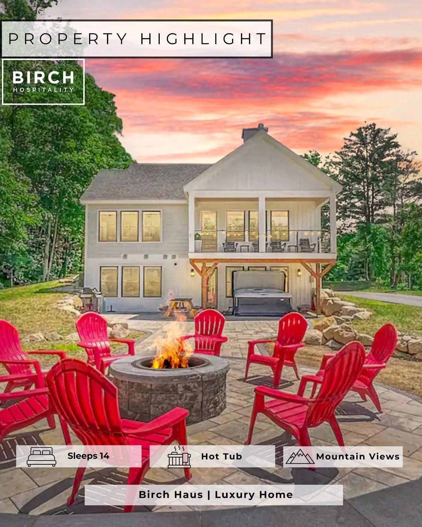 ✨ PROPERTY HIGHLIGHT ✨

Welcome to Birch Haus &mdash; your ultimate White Mountain luxury escape. Built in 2022 and thoughtfully designed for elevated group getaways, this stunning 5-bedroom retreat blends modern design, upscale amenities, and breath