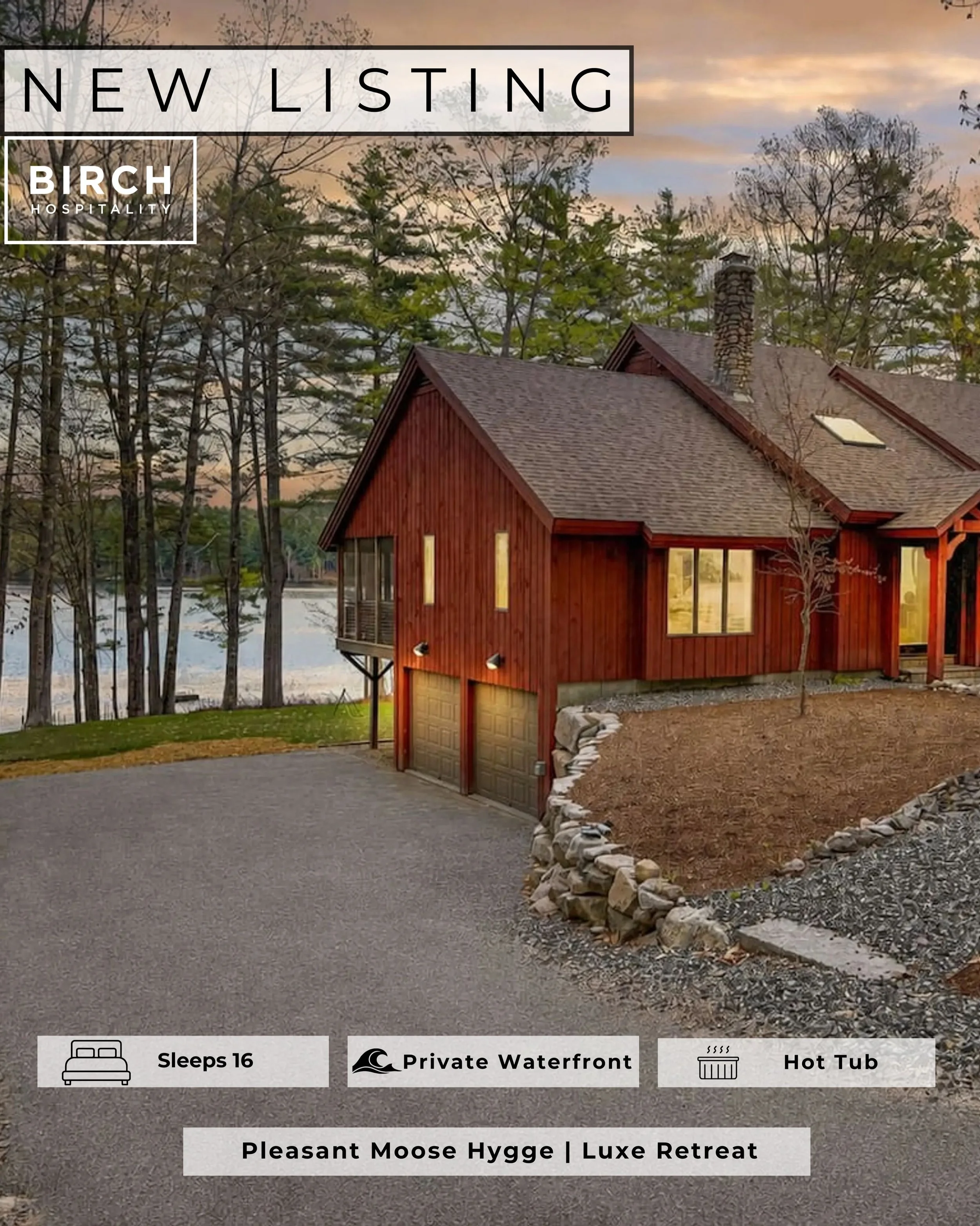 ✨ NEW LISTING ✨
⠀⠀⠀⠀⠀⠀⠀⠀⠀
Welcome to Pleasant Moose Hygge, one of the most luxurious waterfront escapes on Moose Pond &mdash; a stunning lakefront retreat with 200 feet of private shoreline, breathtaking views, and every amenity designed for unforget