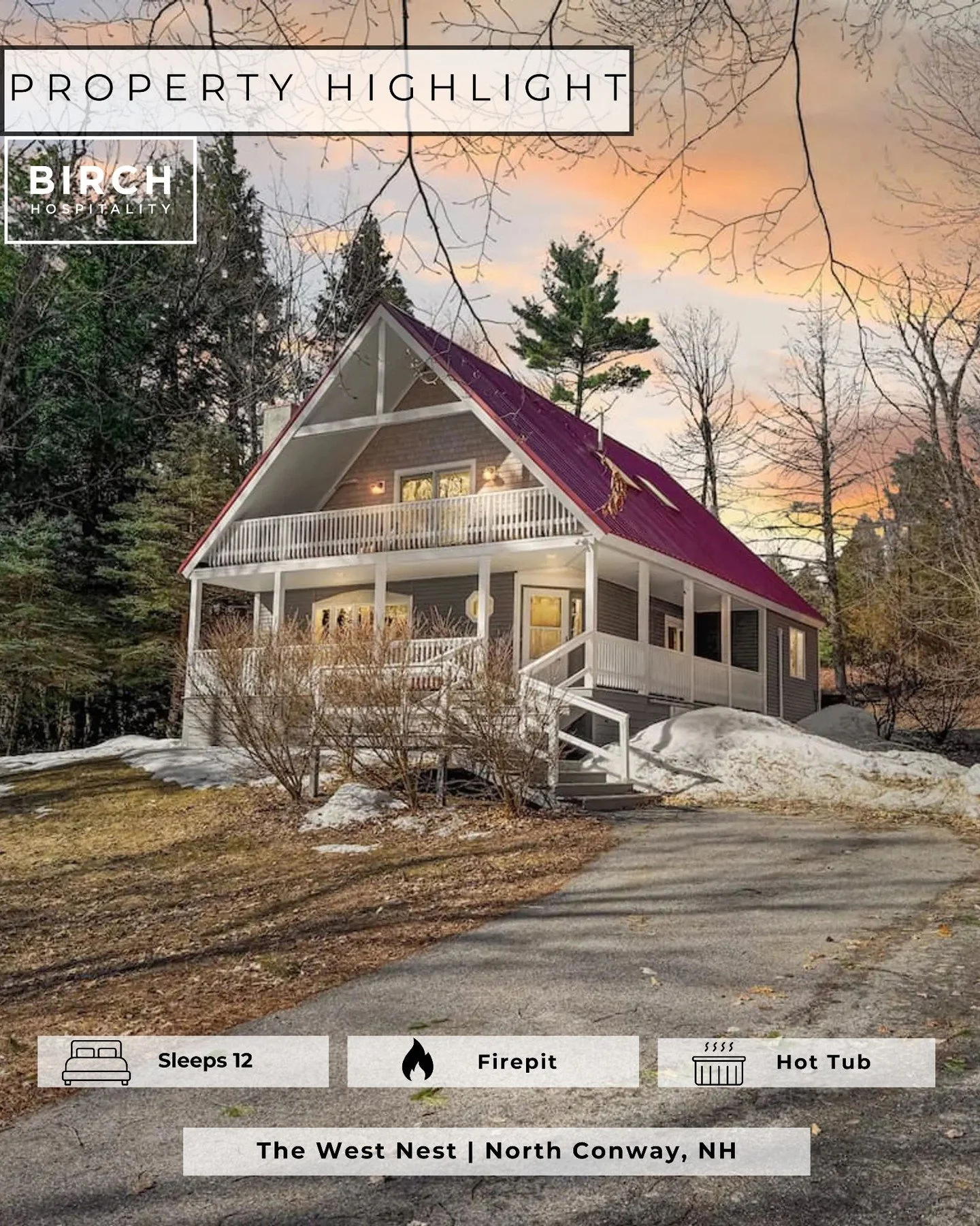 ✨ PROPERTY HIGHLIGHT ✨

Welcome to The West Nest &mdash; a peaceful mountain retreat tucked along scenic West Side Road in North Conway, NH. Designed for relaxation and adventure alike, this spacious 4-bedroom getaway offers the perfect blend of comf