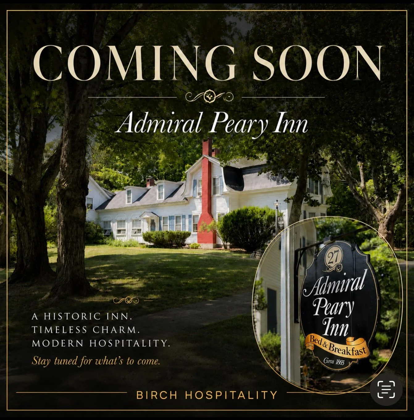 ✨ COMING SOON ✨

A chance to stay inside a piece of history.

Birch Hospitality is excited to welcome the Admiral Peary Inn to our collection. Once the residence of famed Arctic explorer Admiral Robert Peary, this remarkable Fryeburg property offers 