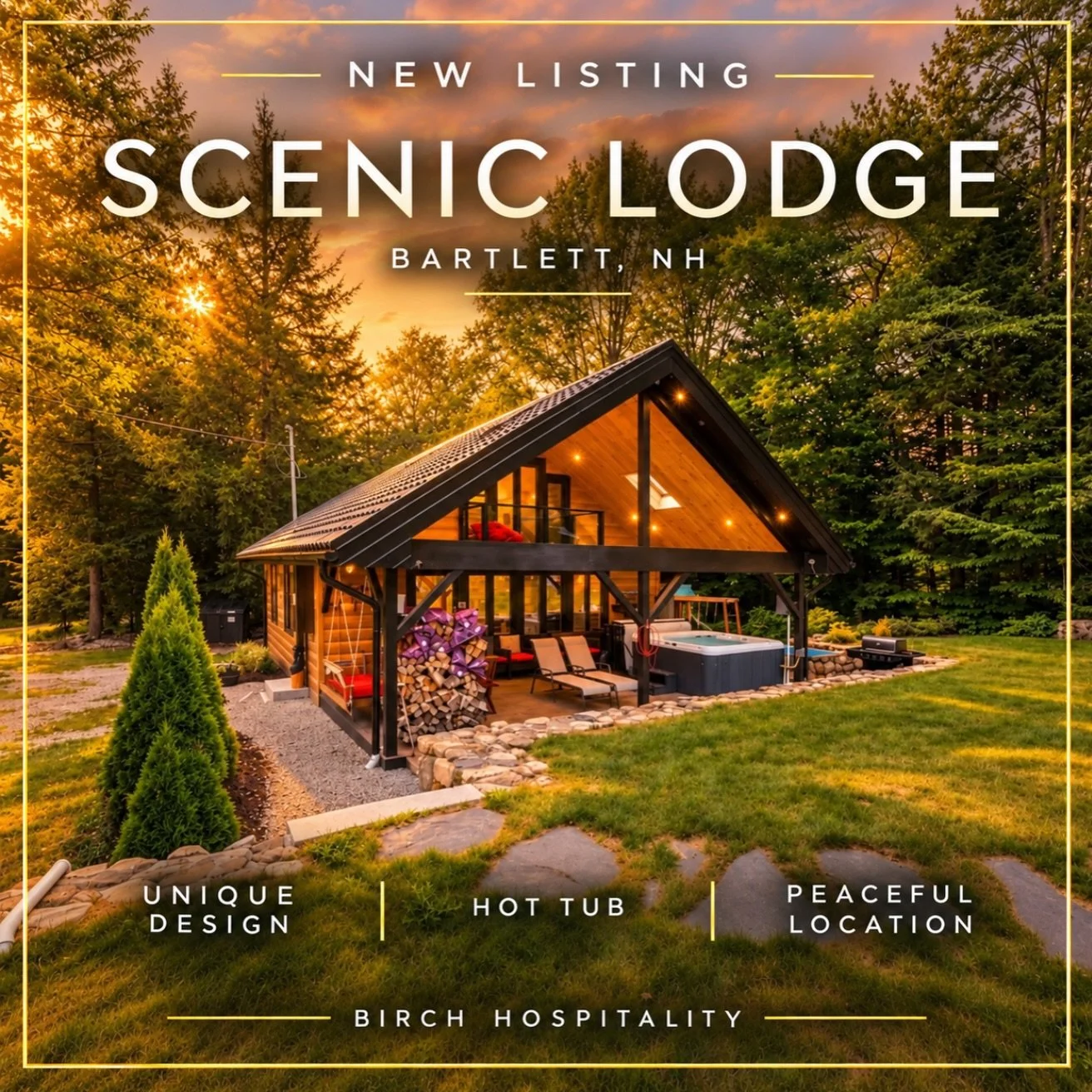 🌲 NEW LISTING | SCENIC LODGE 🌲
Bartlett / Intervale, New Hampshire

Meet Scenic Lodge, a modern mountain cabin tucked into a peaceful setting just minutes from everything the Mount Washington Valley has to offer. With 3 bedrooms, 2 bathrooms, and s