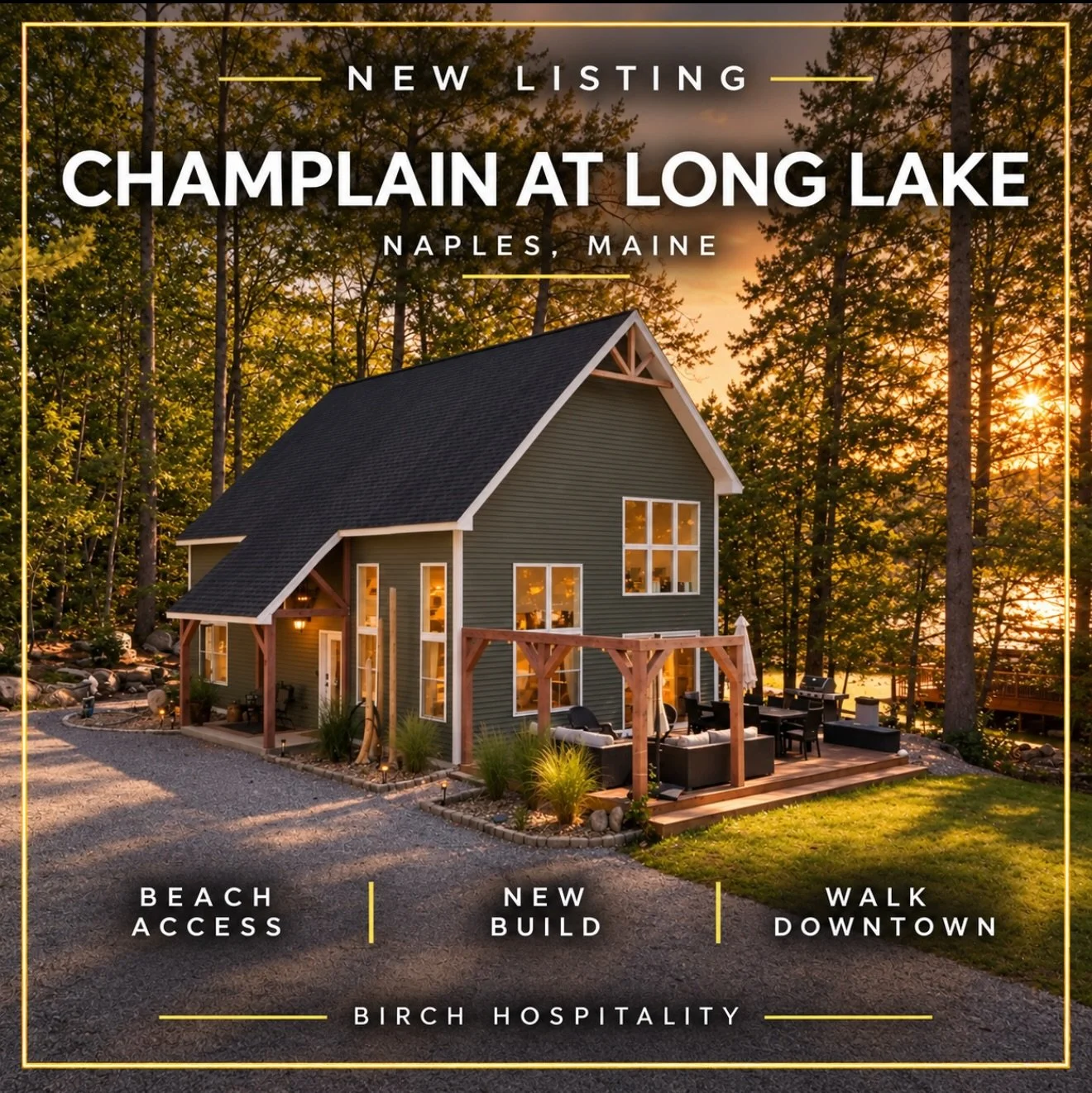 🌊 NEW LISTING | CHAMPLAIN AT LONG LAKE 🌊
Naples, Maine

Welcome to Champlain at Long Lake, a brand-new luxury retreat just half a mile from the Naples Causeway. With 4 bedrooms, 2.5 bathrooms, and space for up to 8 guests, this home is perfectly se