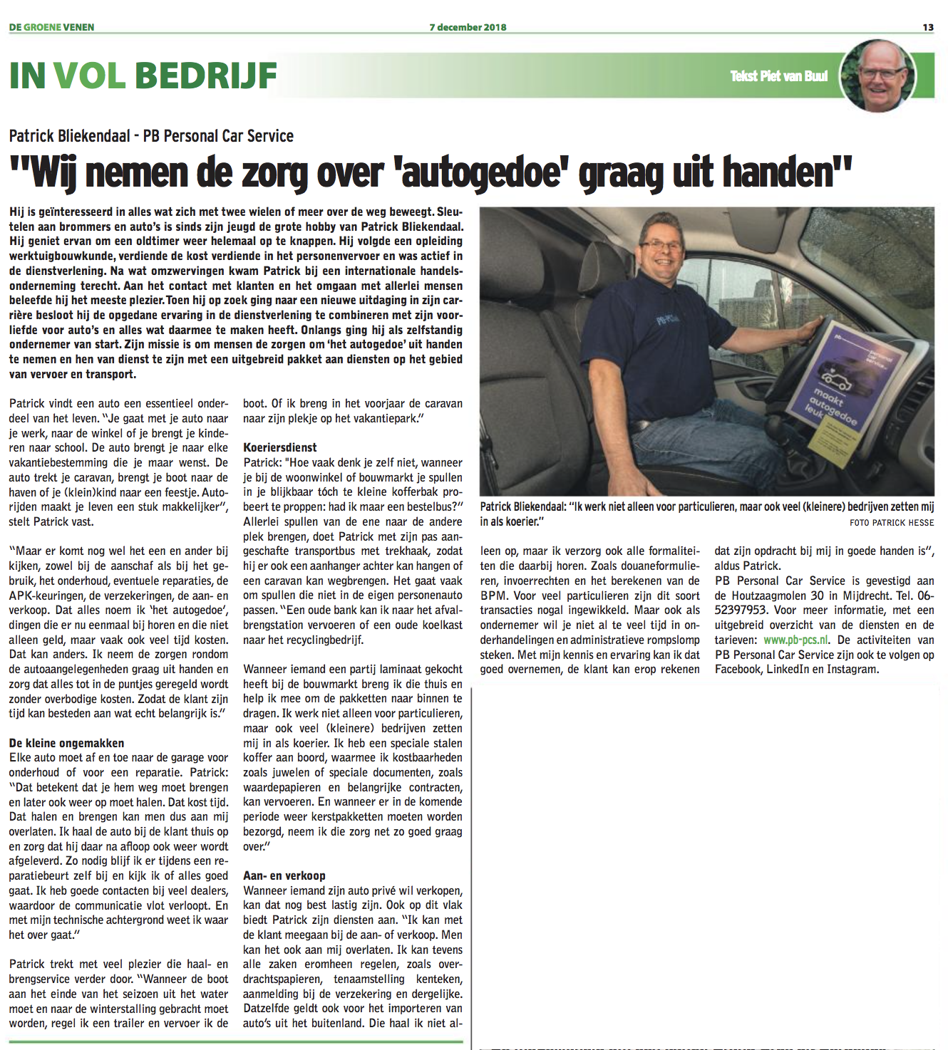 PB-Personal Car Service volop in het nieuws !