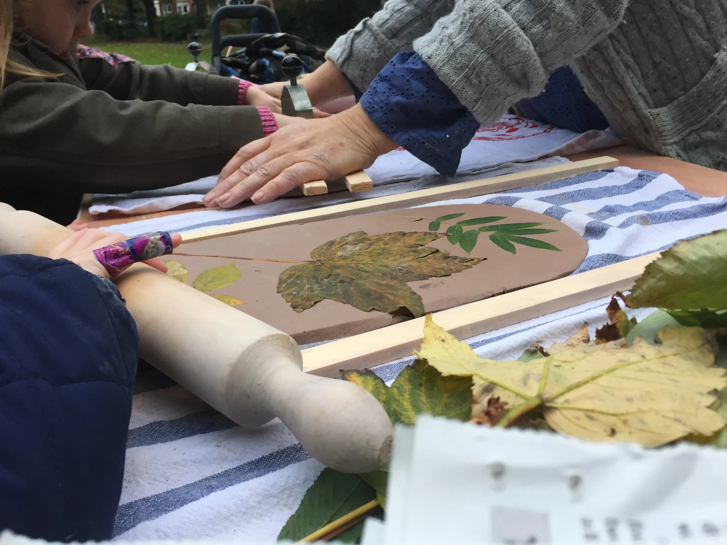 Clay tile making Charlie Cake Park