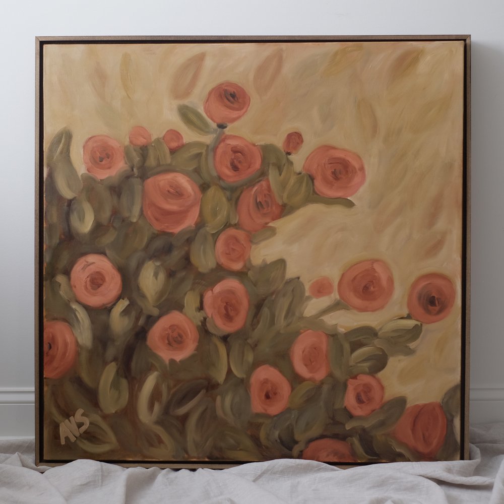 Great is Thy Faithfulness / Apricot Roses, 36x36, Original