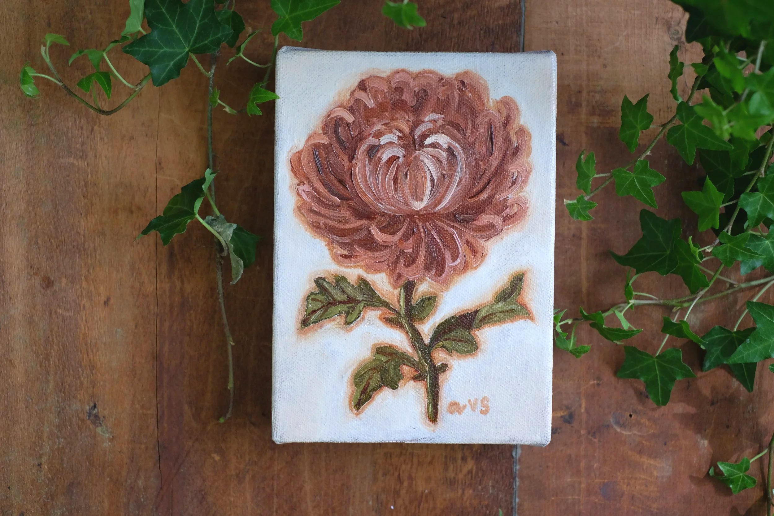 5x7 Original | Chrysanthemum Oil Painting