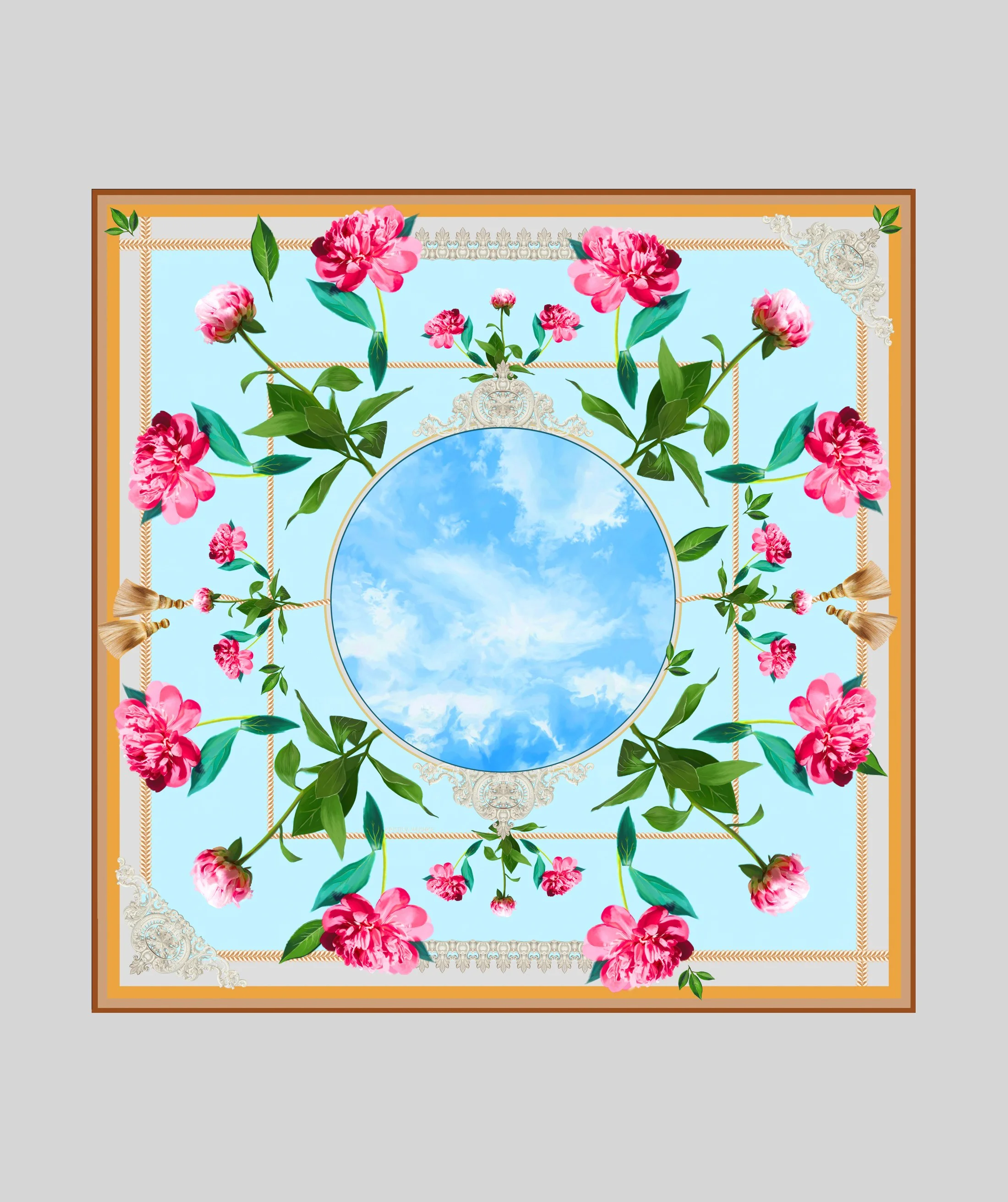 BLUE SKIES silk scarf