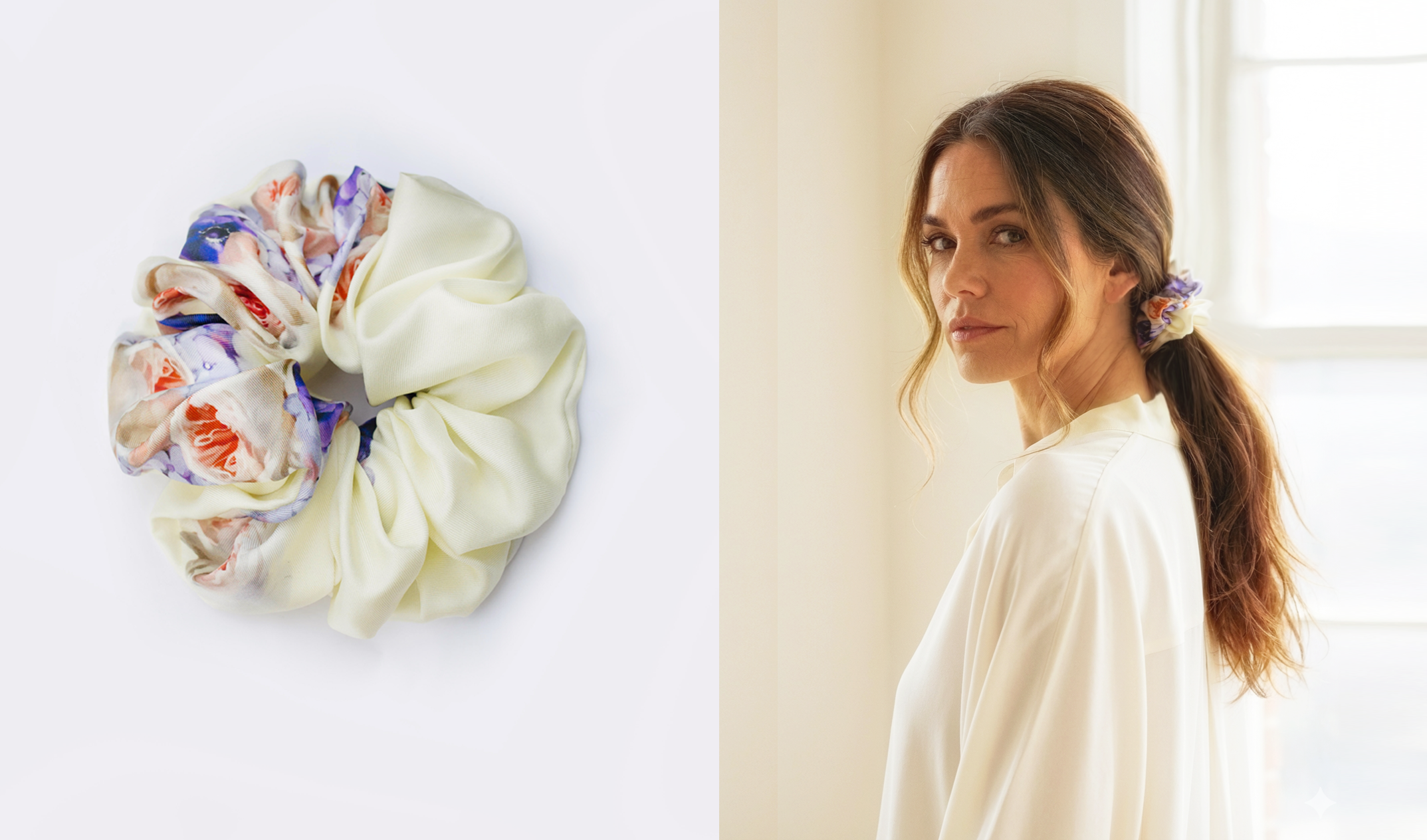 Luxury pure silk hair scrunchie, eco-friendly hair accessories from British Columbia