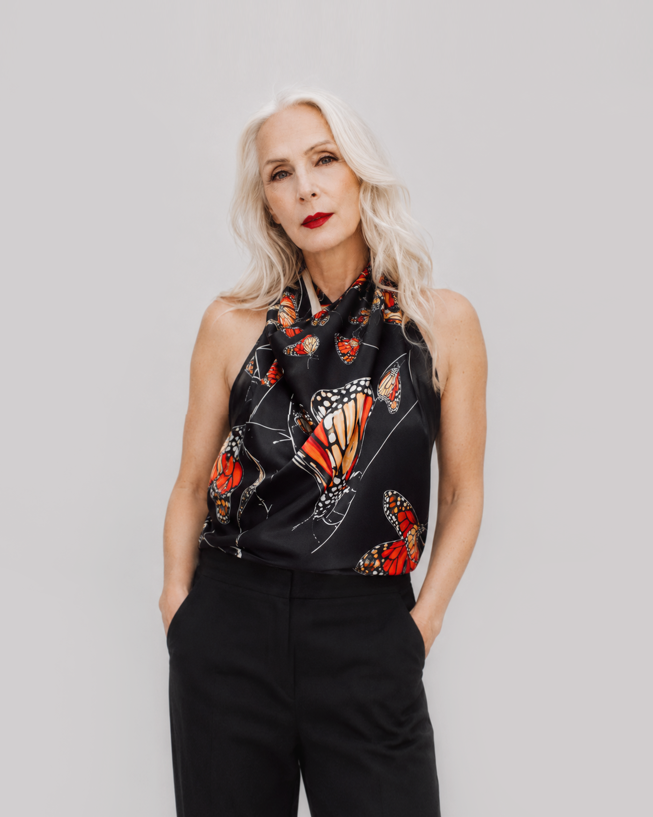 Designer silk scarf with butterflies luxury quality order online from designer brand.png