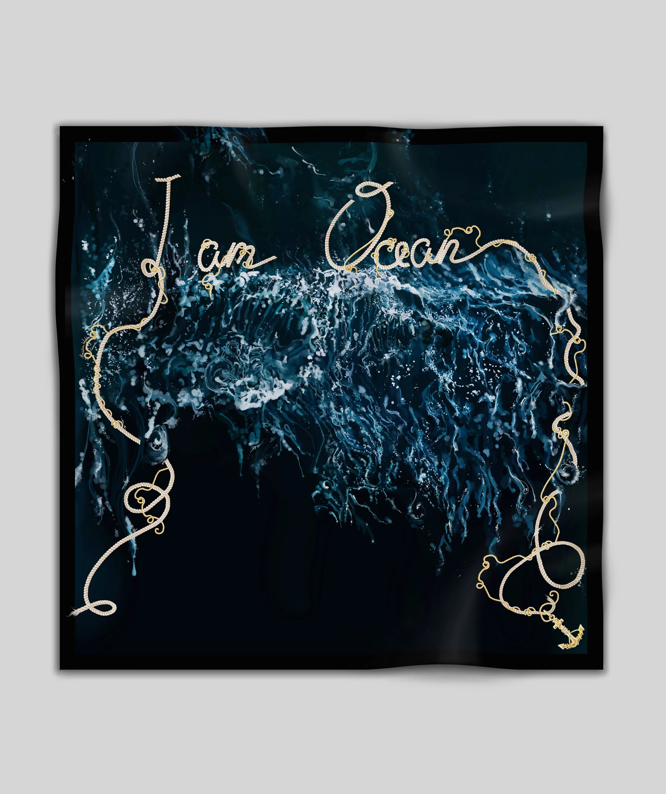 I AM OCEAN silk scarf