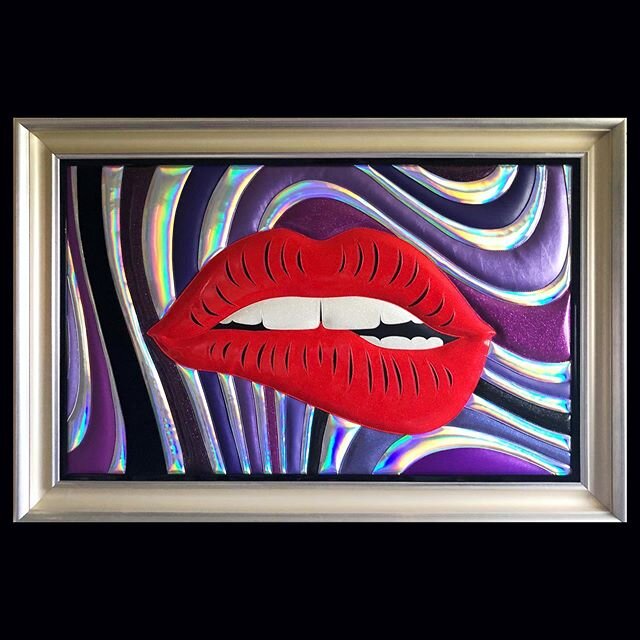 &ldquo;Lips&rdquo;. This commissioned piece was well thought out and is a great addition to this customer&rsquo;s bedroom. Always nice to receive pictures of my art in their new homes! #thankyou #sold #unique #bedroomart #sexy #rad #retro #lips #mout