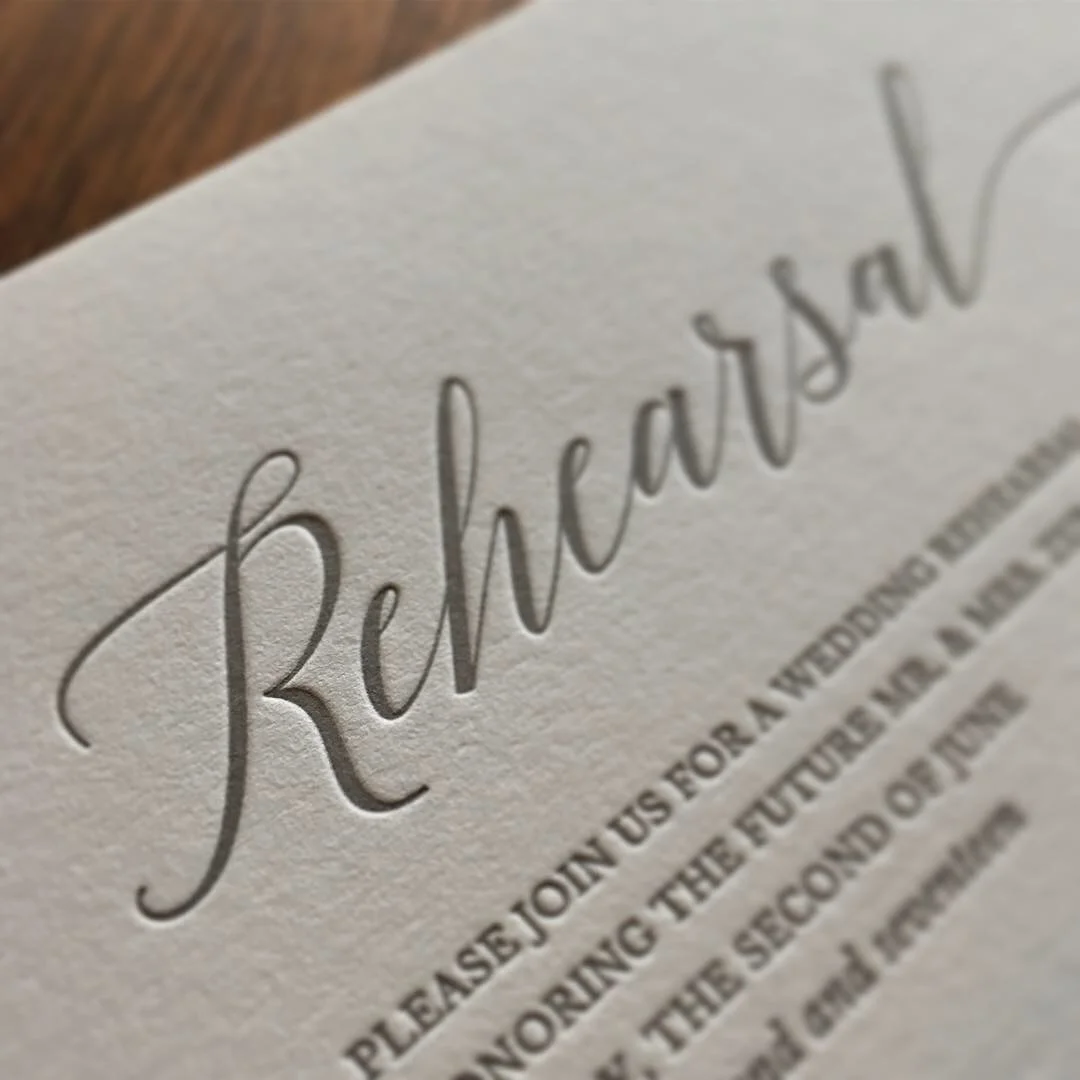Detail of rehearsal invitations