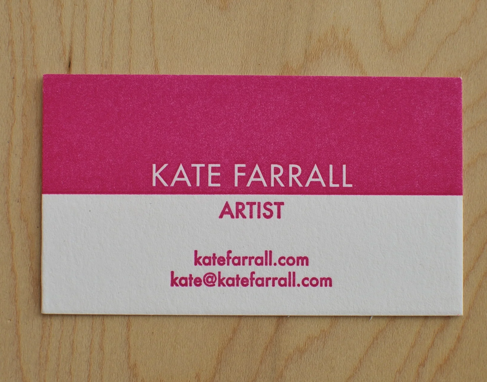Business cards for Kate Farrall