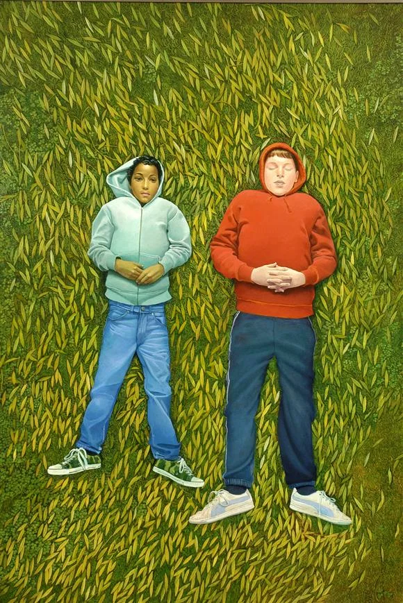 Sam and Theo. Acrylic on canvas 110cm x 170cm. Martin Grover
