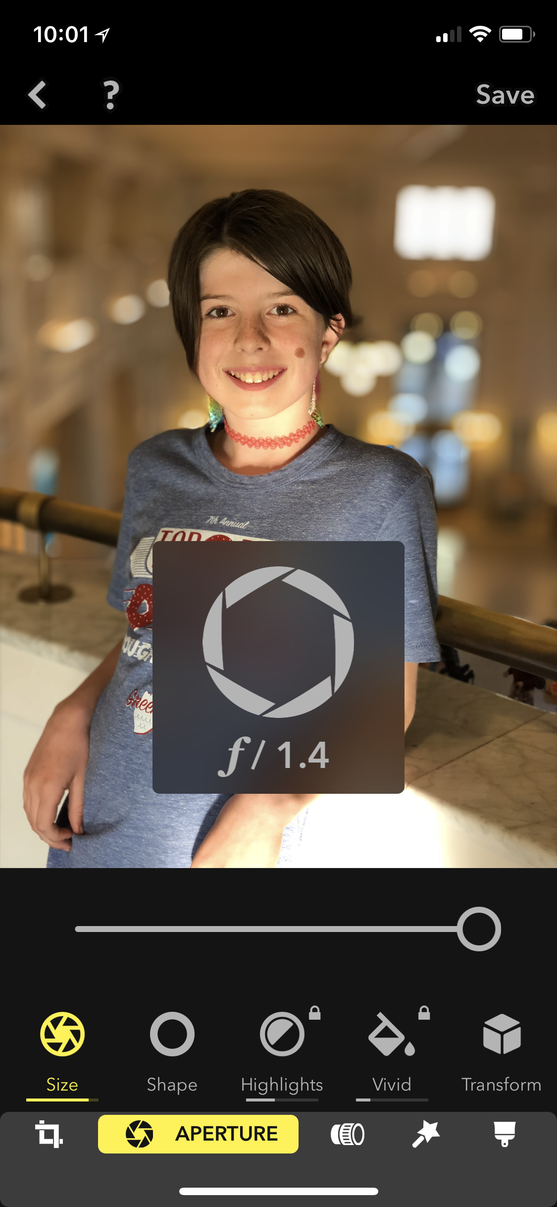 Editing the aperture simulation in the Focos app