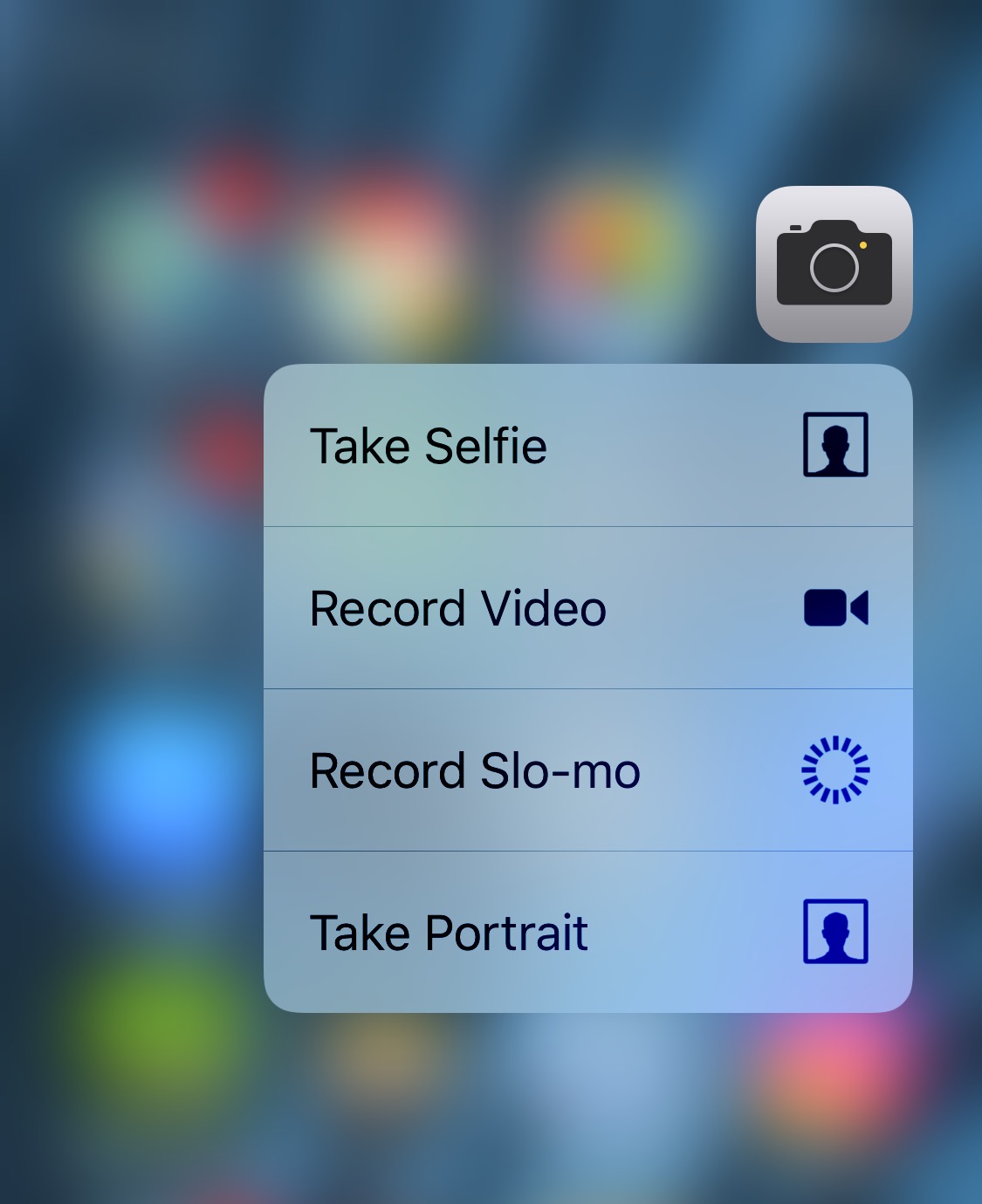  3D Touch options from the app on the Home screen 