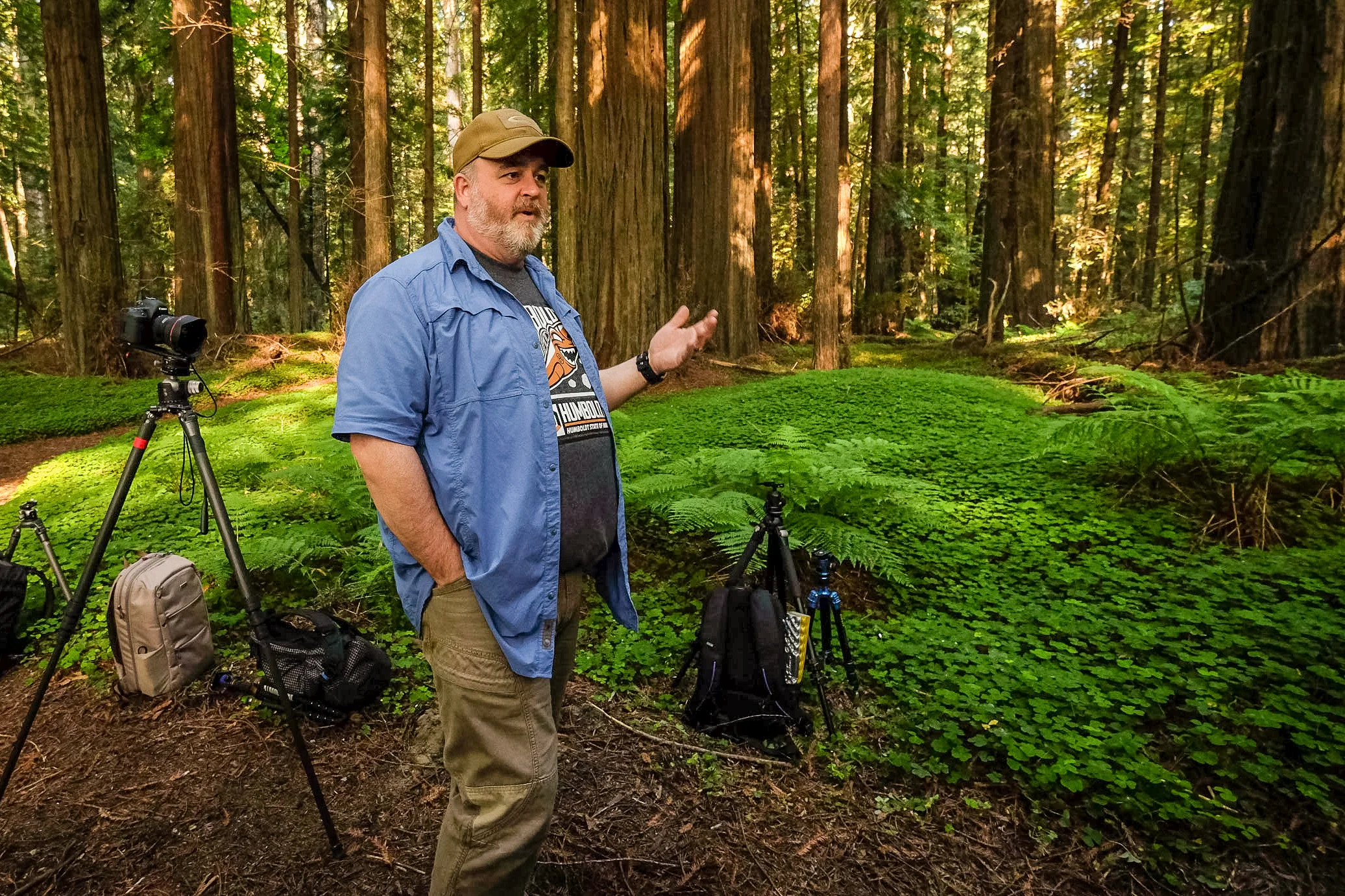 Mason Marsh leading a photo workshop in Redwoods National Park Camera: Fujifilm X-T1 Shutter speed: 1/60 sec Aperture: f/4 ISO: 1600 Photo: Jeff Carlson