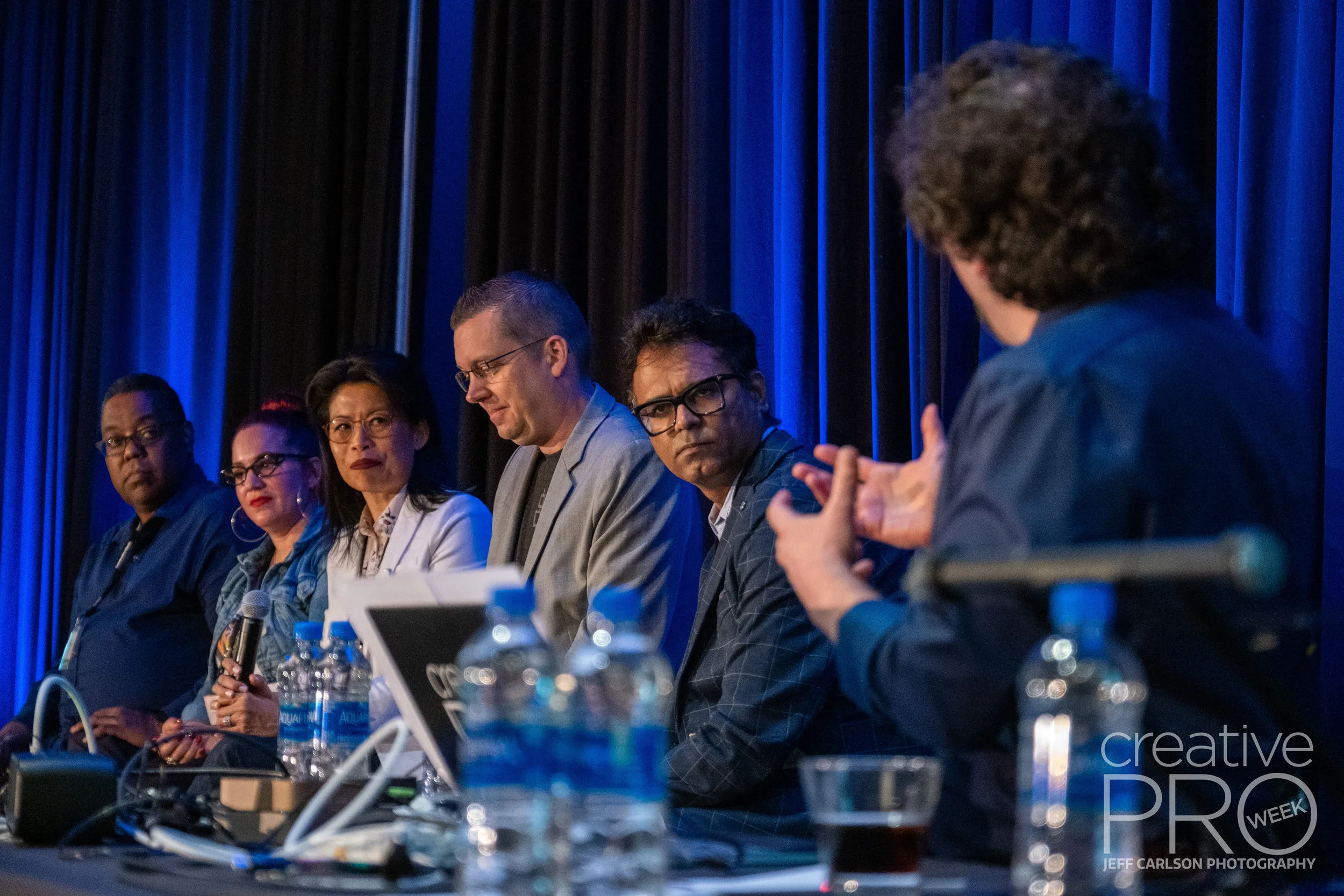 InDesign 20th Anniversary Panel at CreativePro Week 2019 Camera: Fujifilm X-T3 Shutter speed: 1/125 sec Aperture: f/2.8 ISO: 3200 Lens: Fujifilm XF 16-55mm f/2.8 LM WR Photo: Jeff Carlson, courtesy of CreativePro Week