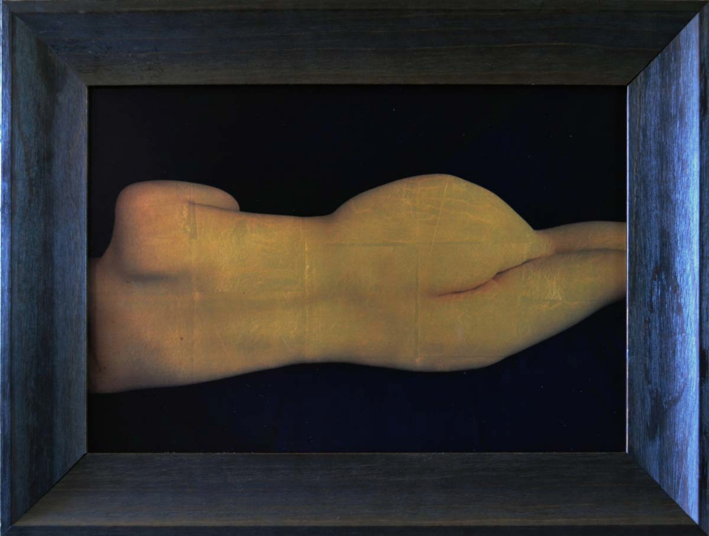Reclining Nude by juror Kate Breakey | Orotone Gold-leaf on Glass. Image size 13" x 19"