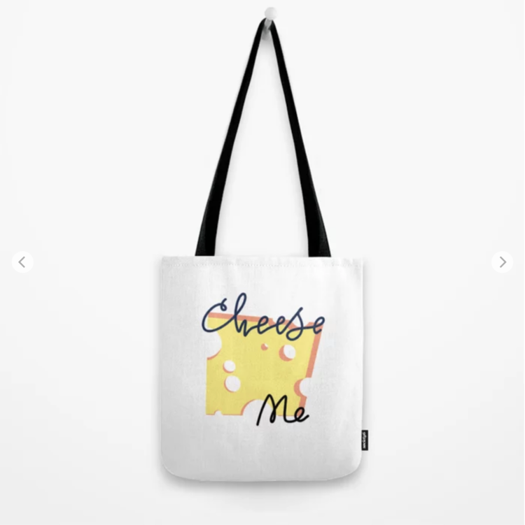 Get your CHEESE ME tote from Didn't I Just Feed You, a food podcast for parents (even the ones who don't like to cook!)