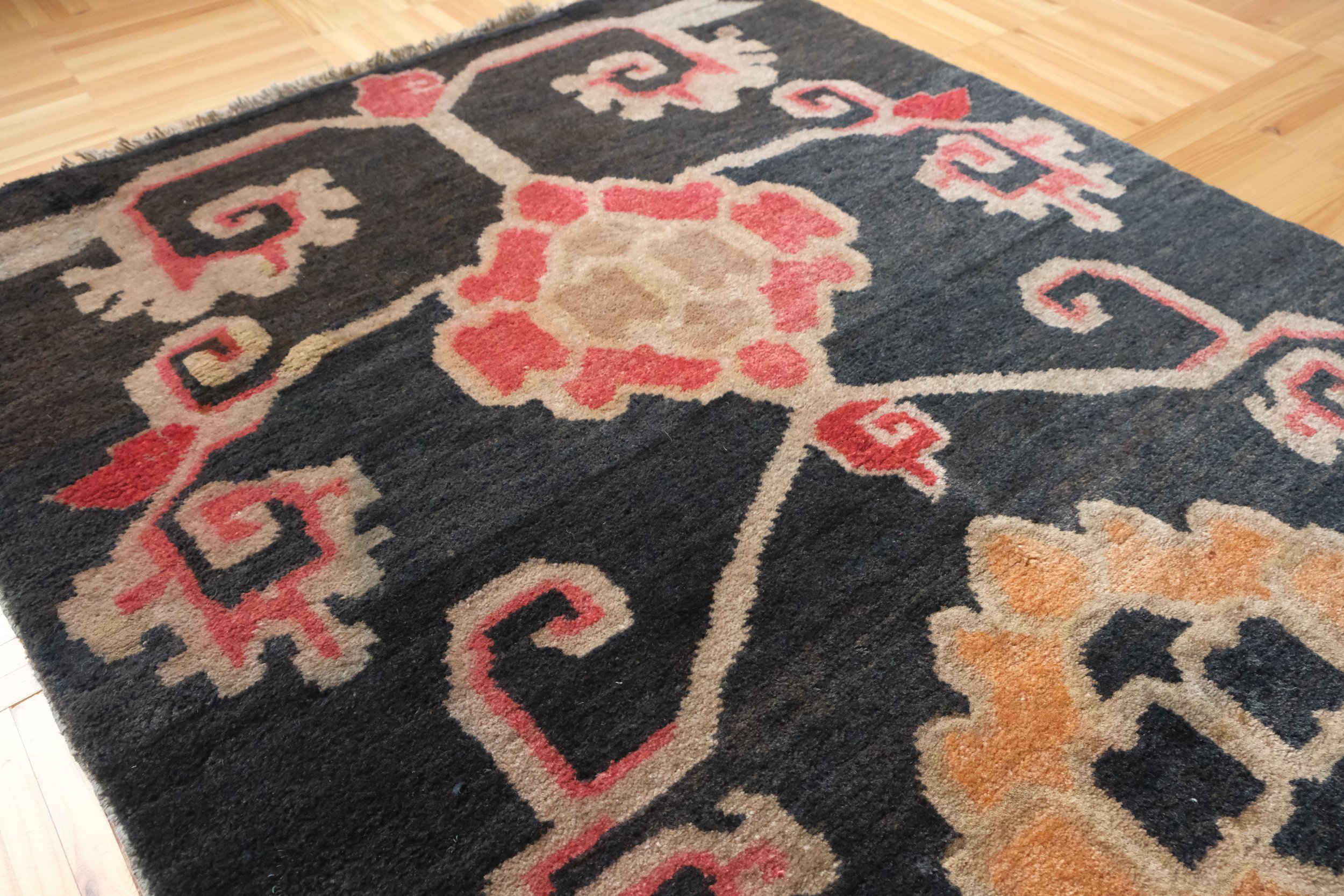 red and orange and black